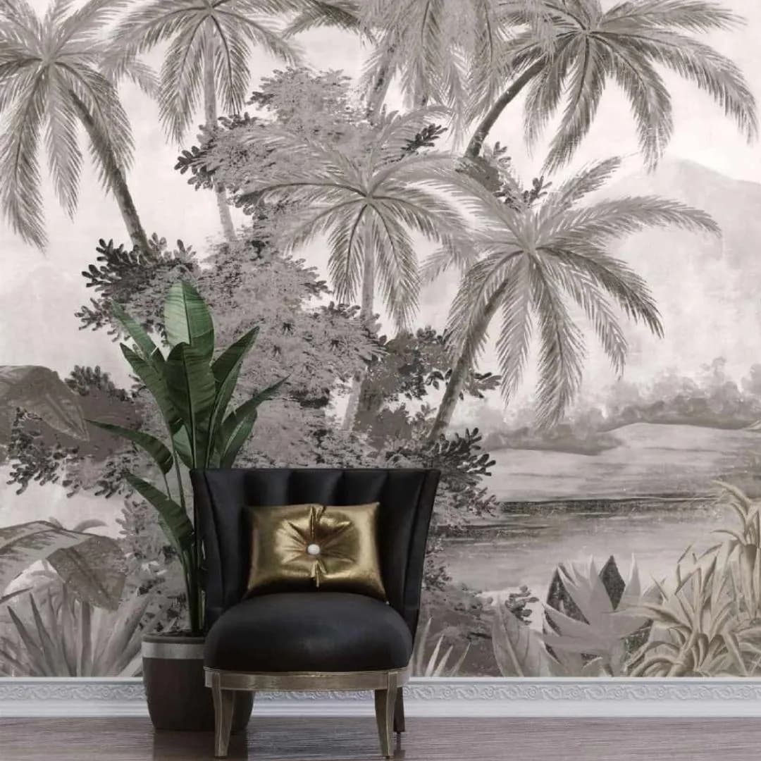 Monochrome Tropical Wallpaper Collection - Elegant Customized Designs