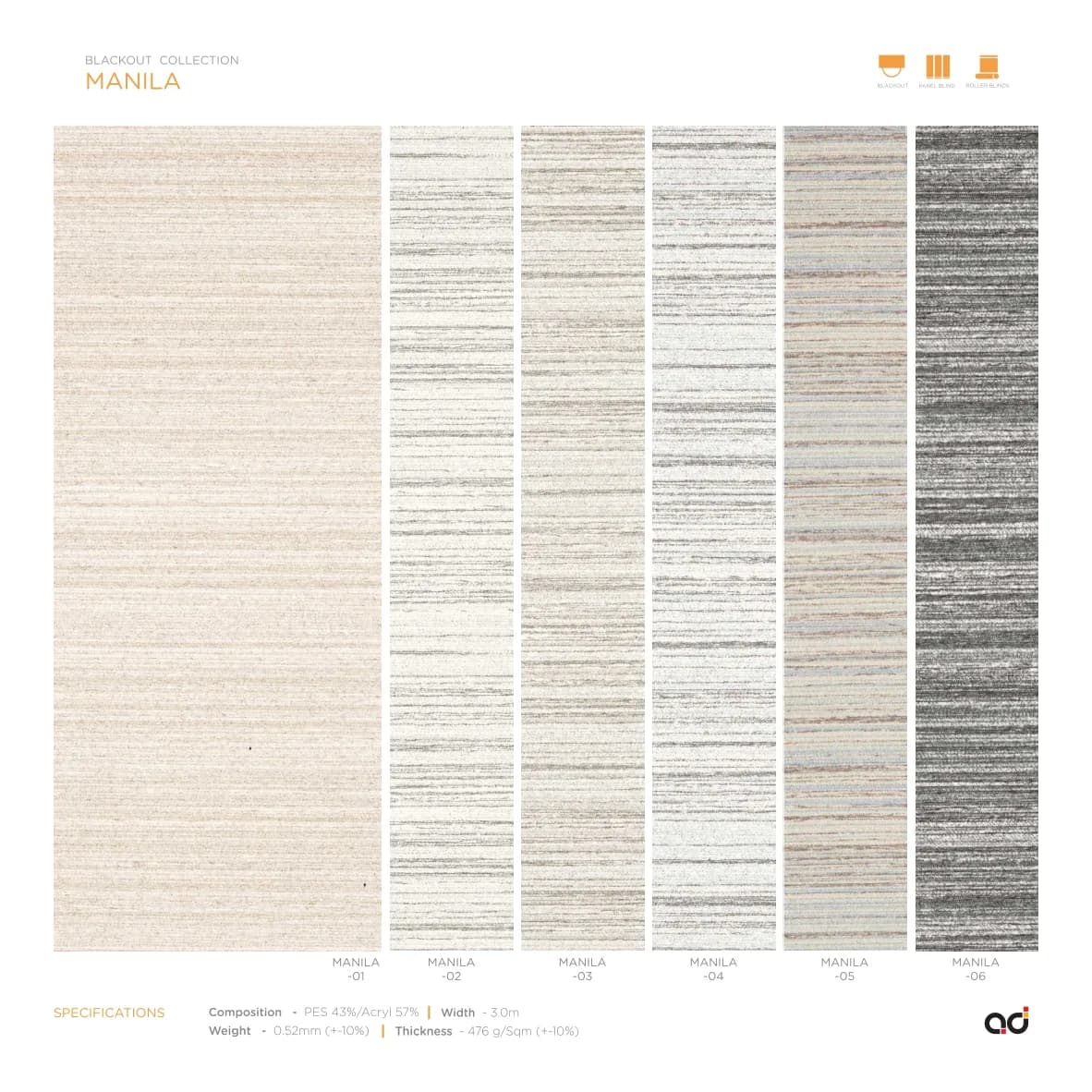AD Roller Blind Manila Blackout Collection