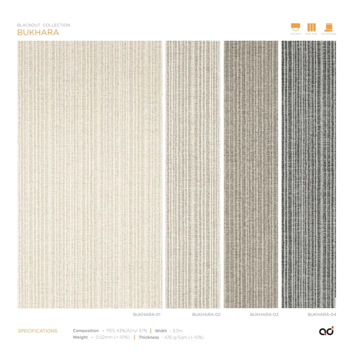 AD Roller Blind Bukhara Blackout Collection