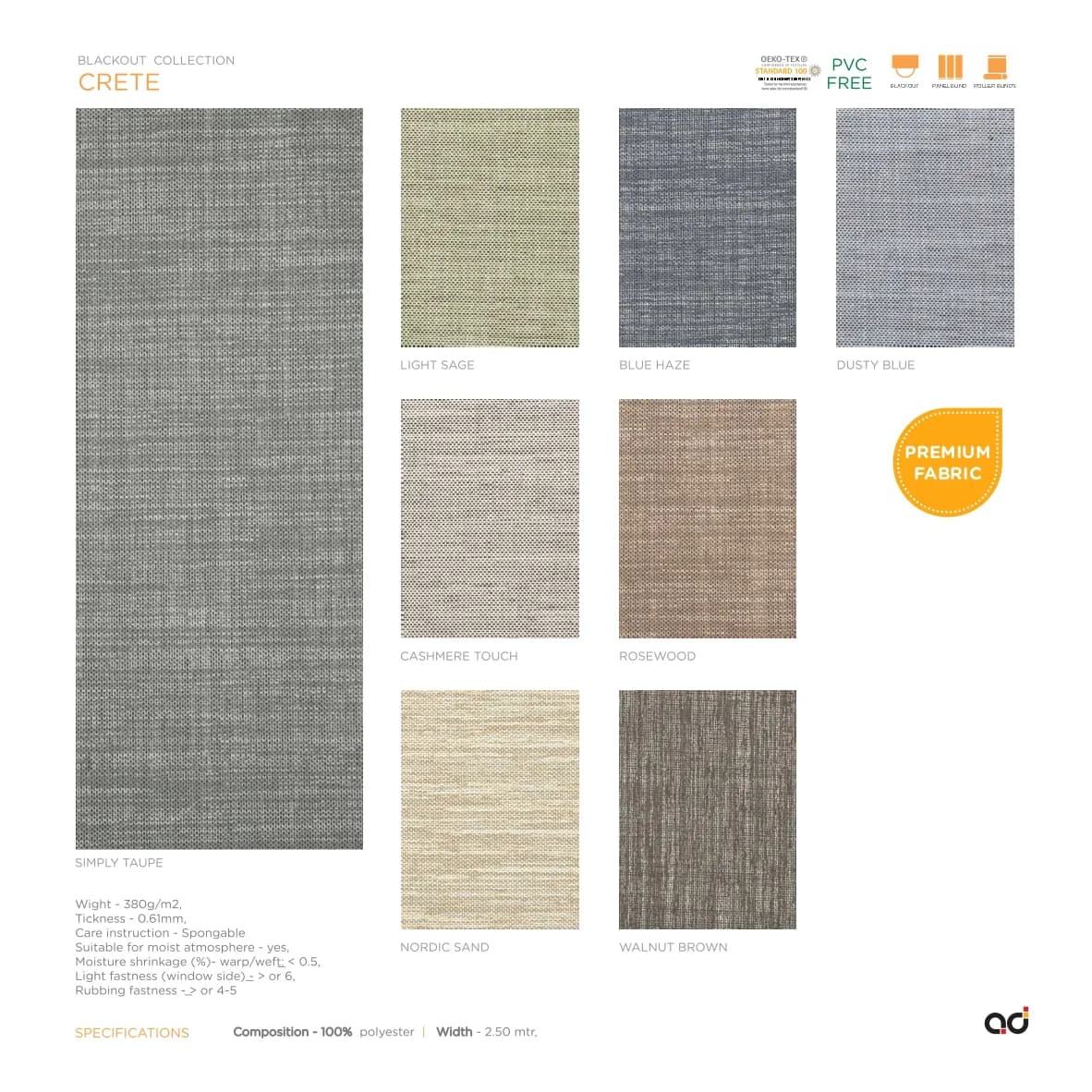 AD Roller Blind Crete Blackout Collection