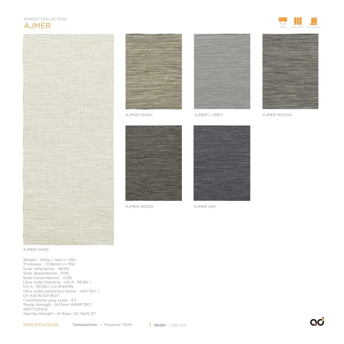 AD Roller Blind Ajmer Blackout Collection