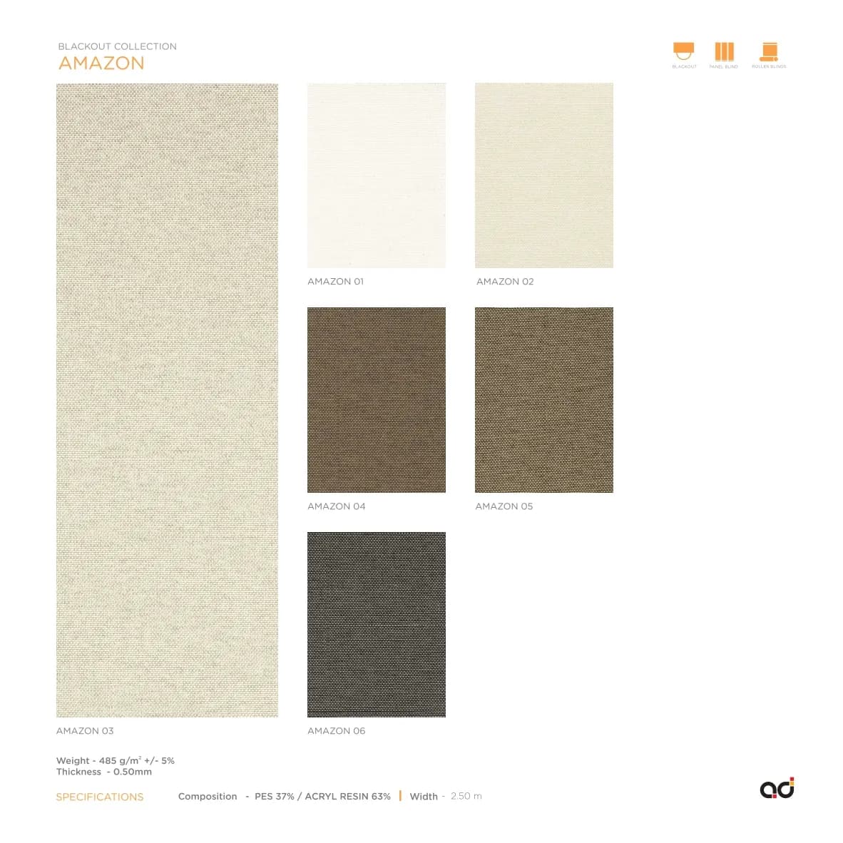 AD Roller Blind Amazon Blackout Collection