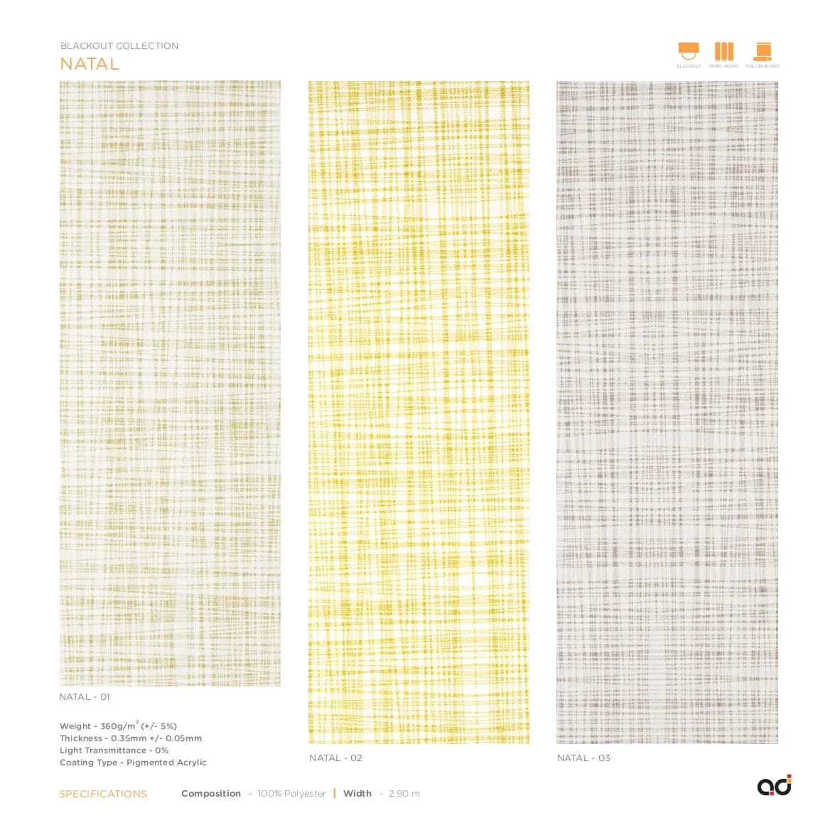 AD Roller Blind Natal Blackout Collection