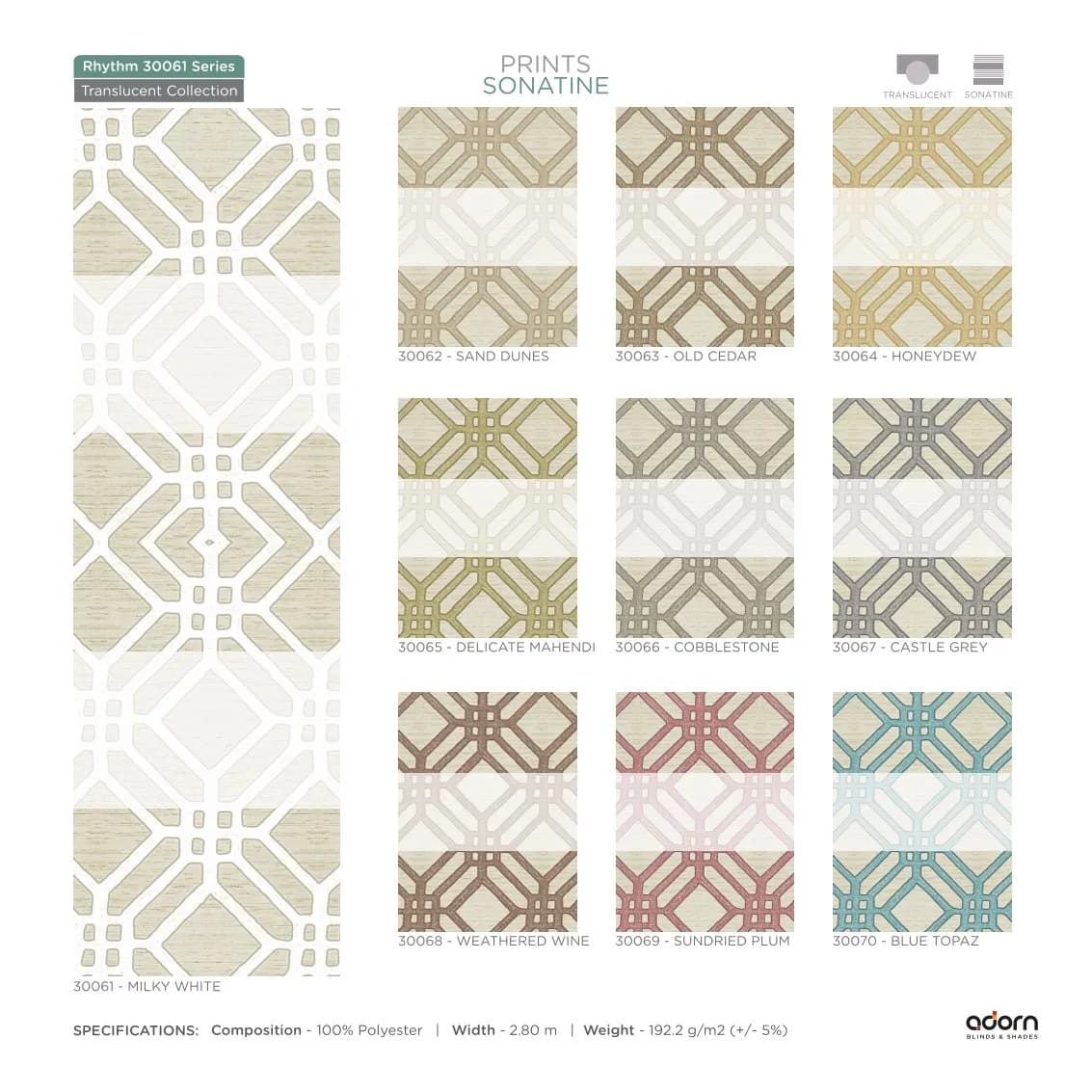 AD Vision Collection Vol-3 Prints Sonatine Fabric -30061-MILKY WHITE