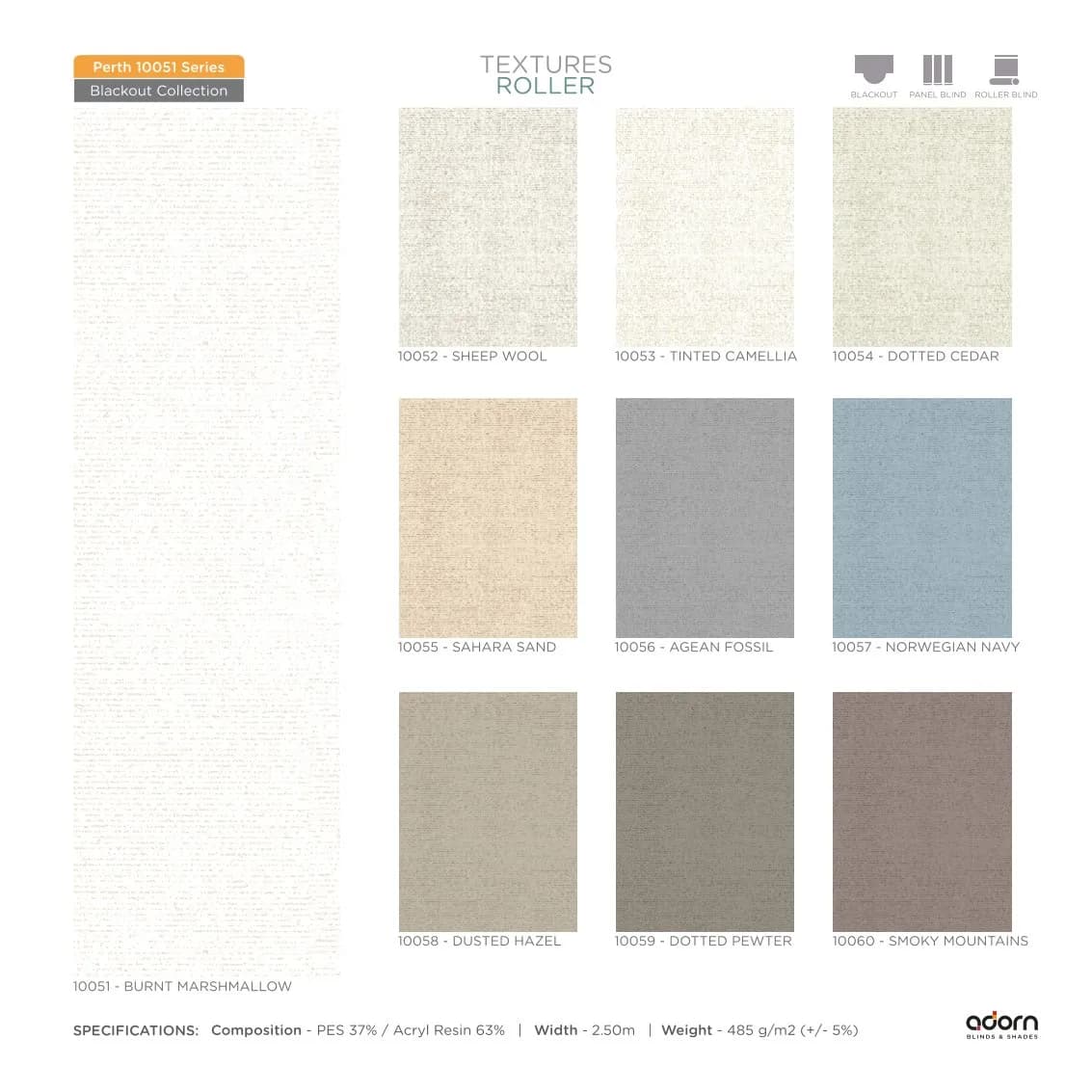 AD Cortina Textured Roller Blind – 10051-Burnt Marshmallow