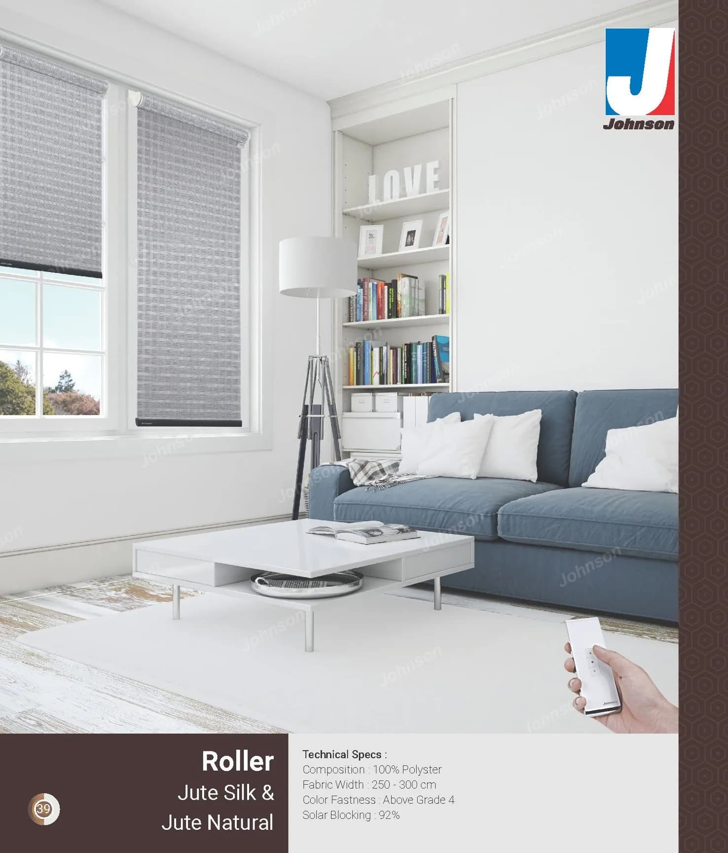Johnson Roman Blackout Roller Blinds – jute Silk & Jute Nature