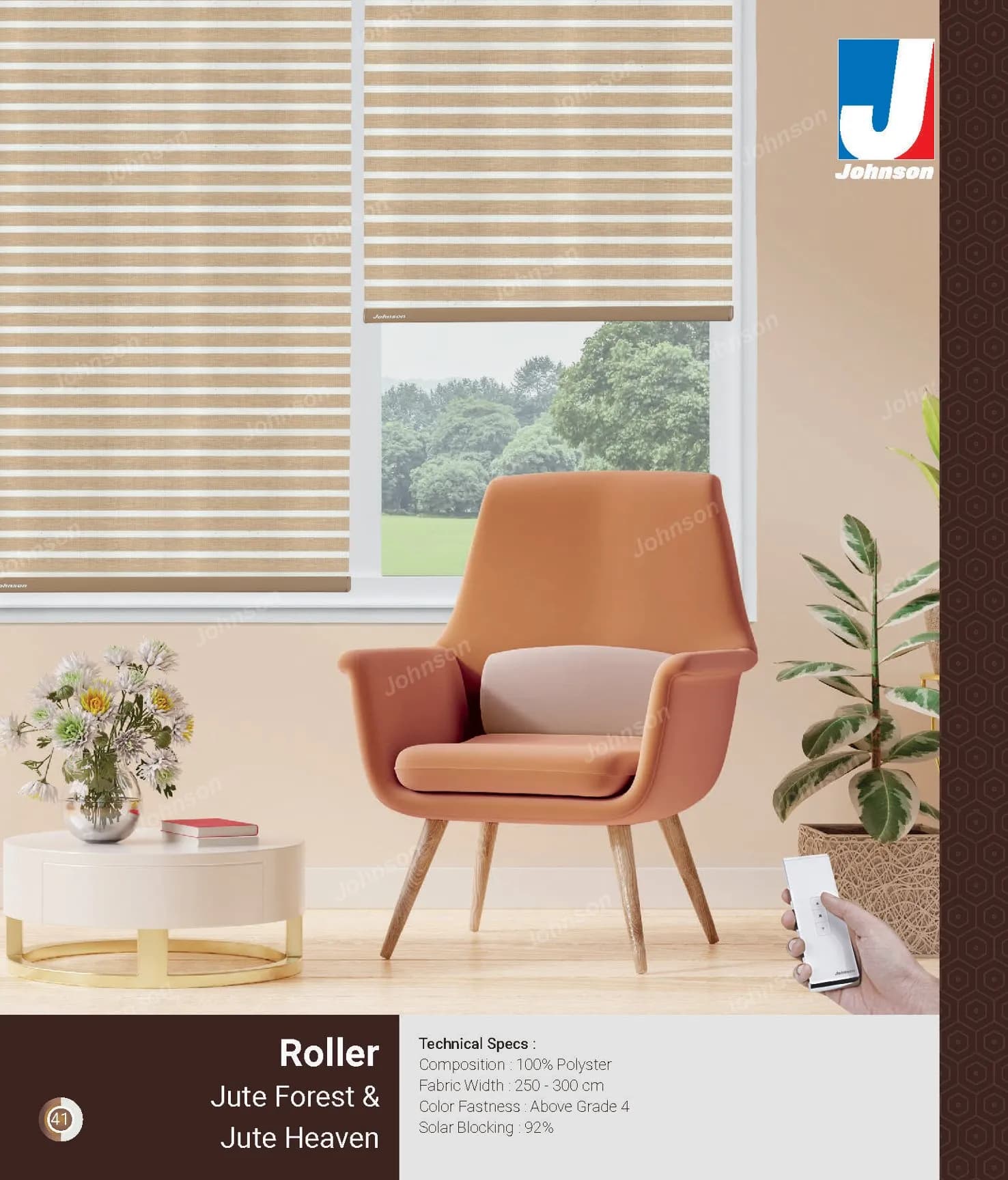 Johnson Roman Blackout Roller Blinds – jute Forest & Jute Heaven