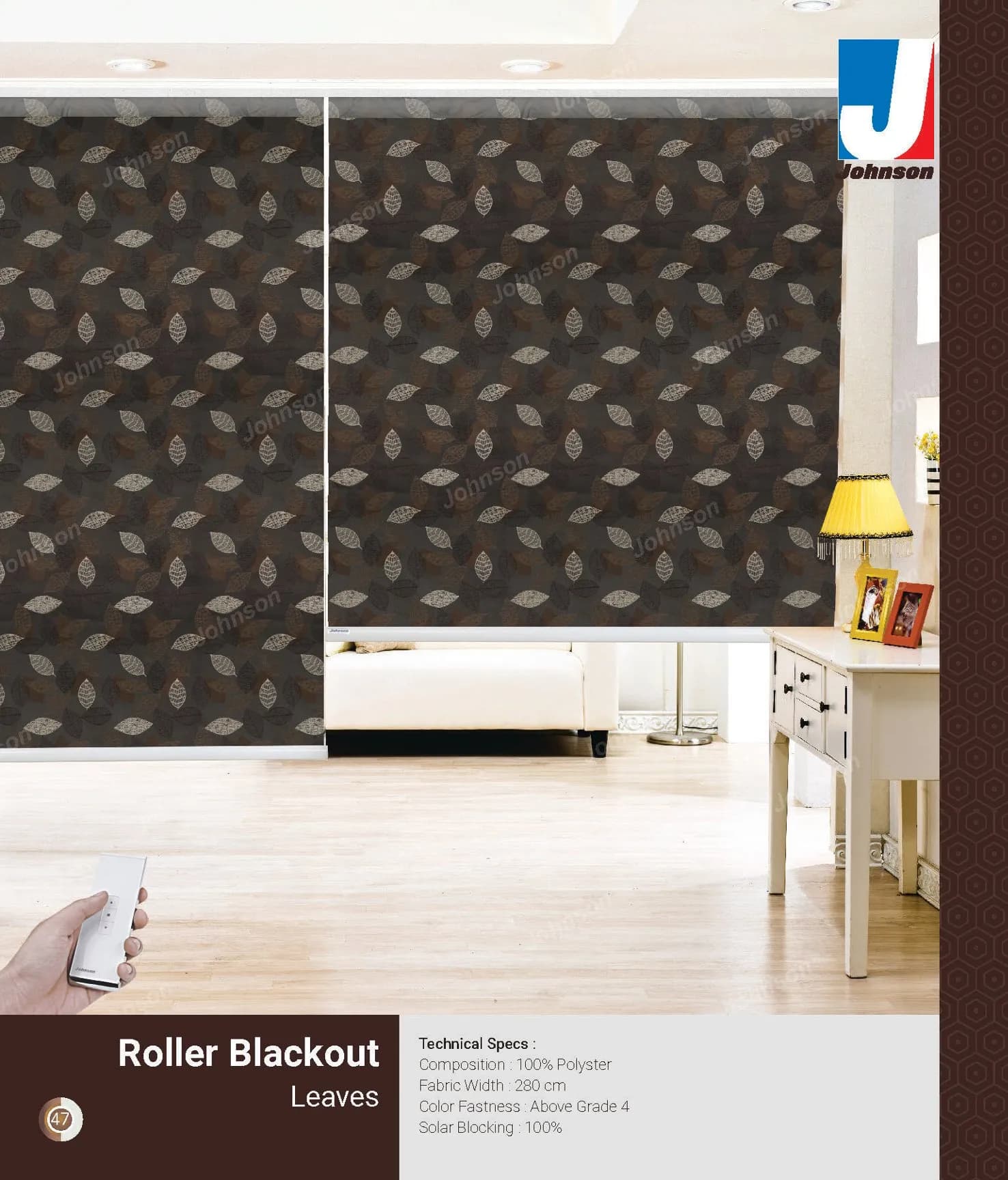 Johnson Roman Blackout Roller Blinds – Leaves