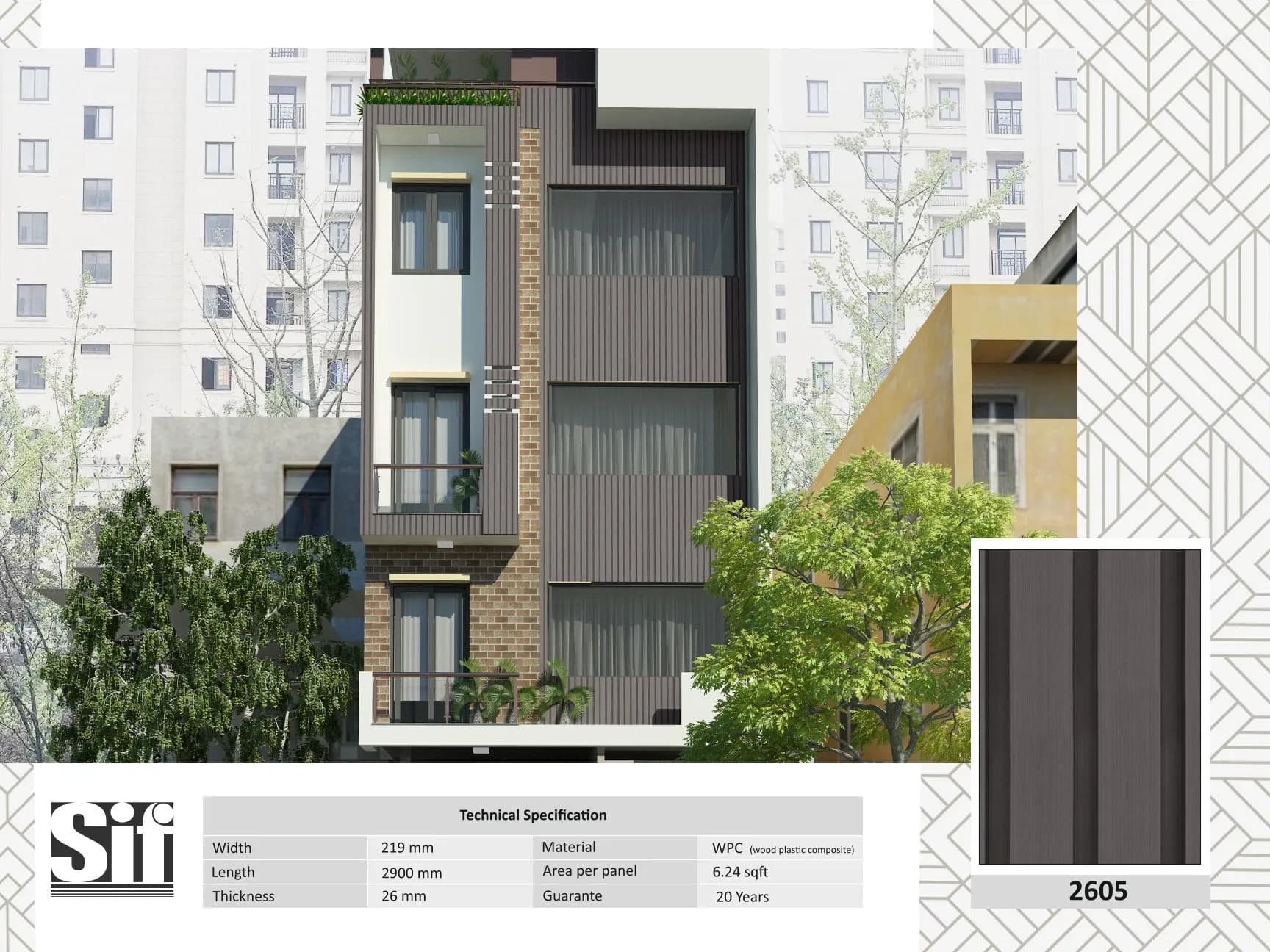 2605 WPC Wall Cladding – 26mm Thickness