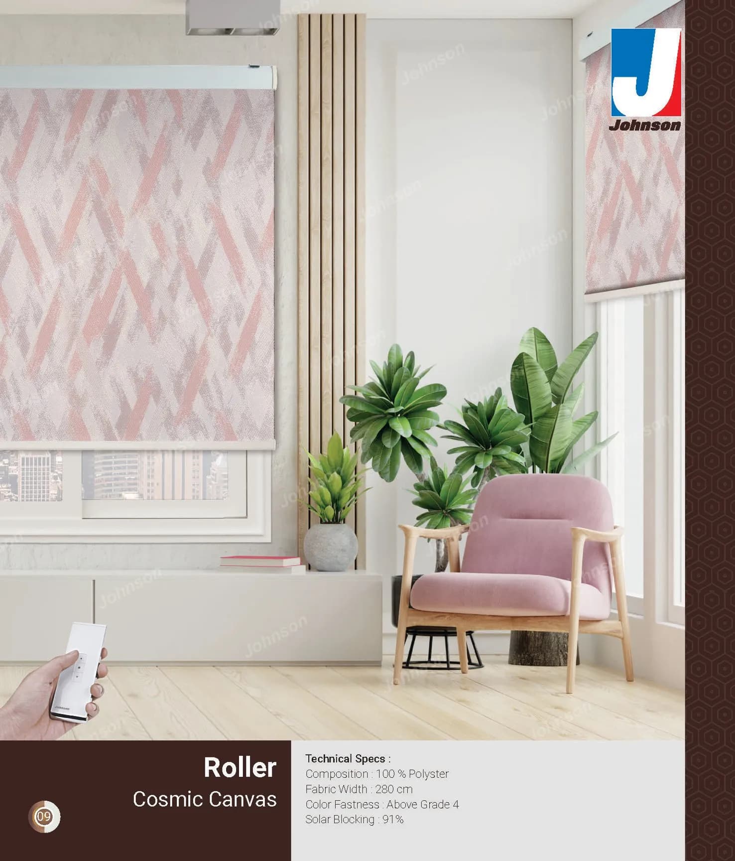 Johnson COSMIC CANVAS Roller Blind – Light Filtering