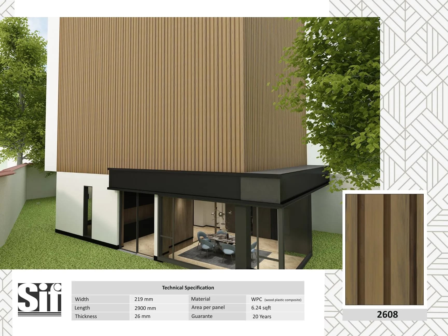 2608 WPC Wall Cladding – 26mm Thickness