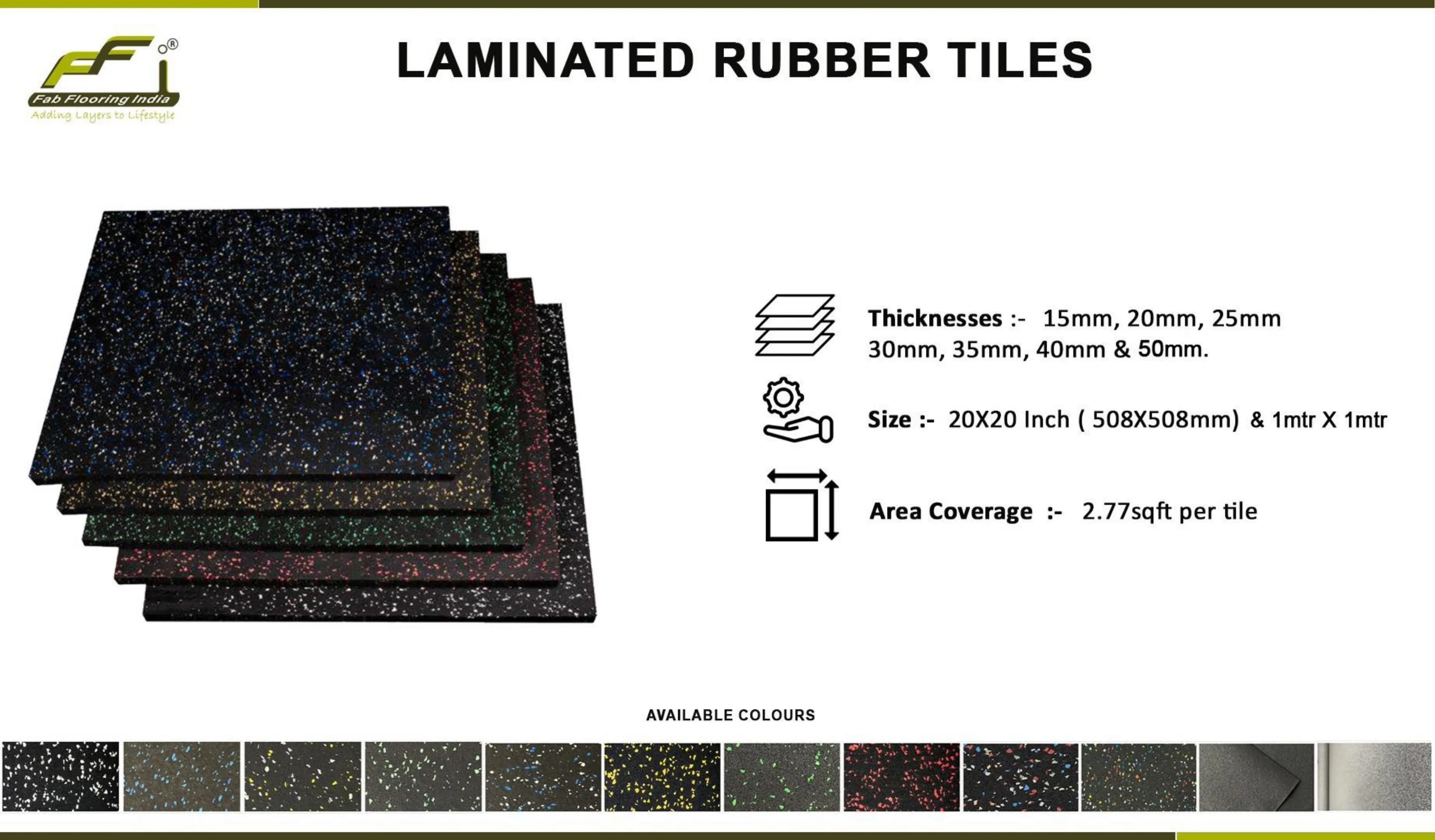 Classic Laminated Rubber Gym Tiles | 10mm-50mm Thickness