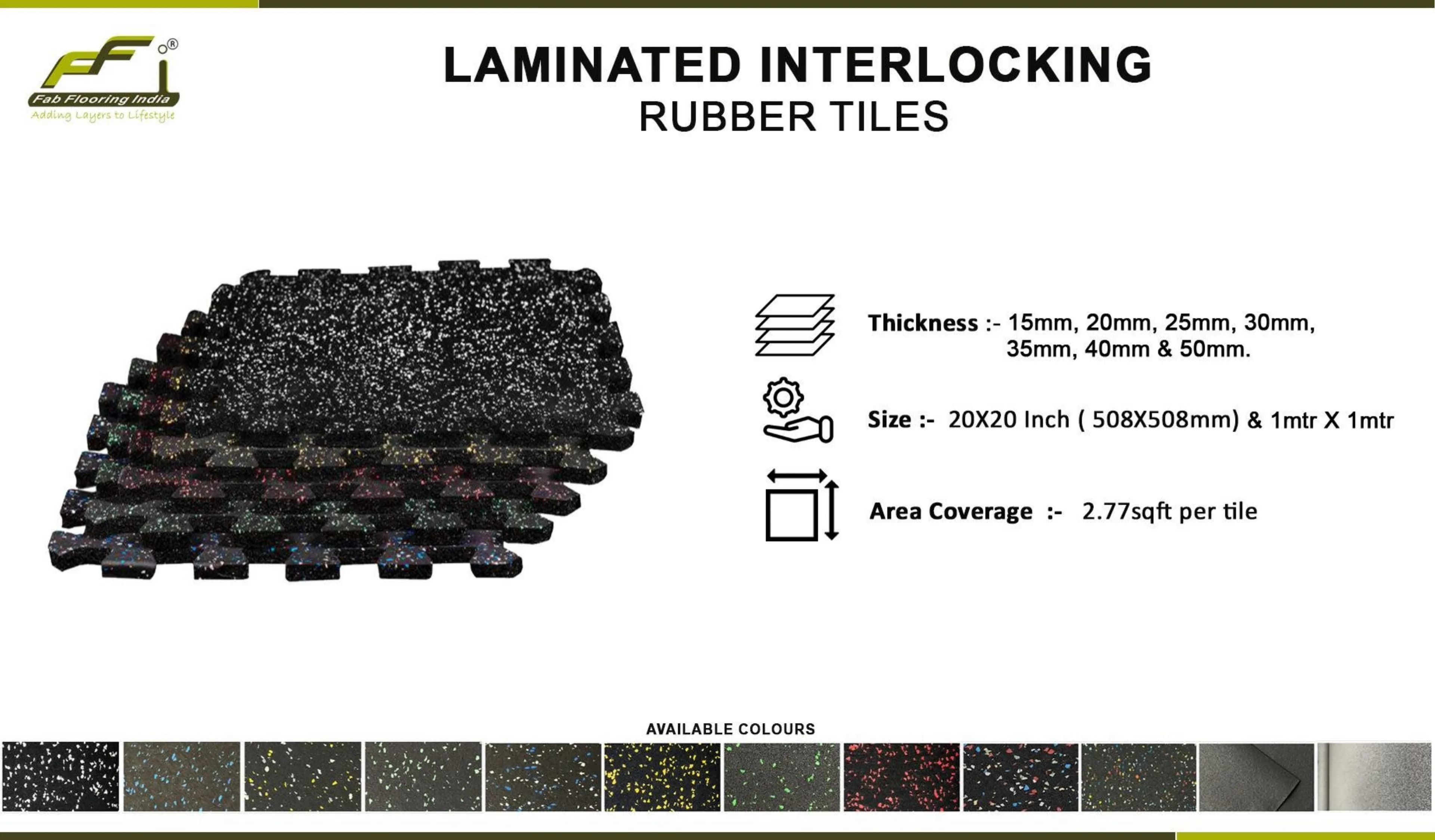 Classic Laminated Interlocking Rubber Gym Tiles | 10mm-50mm Thick