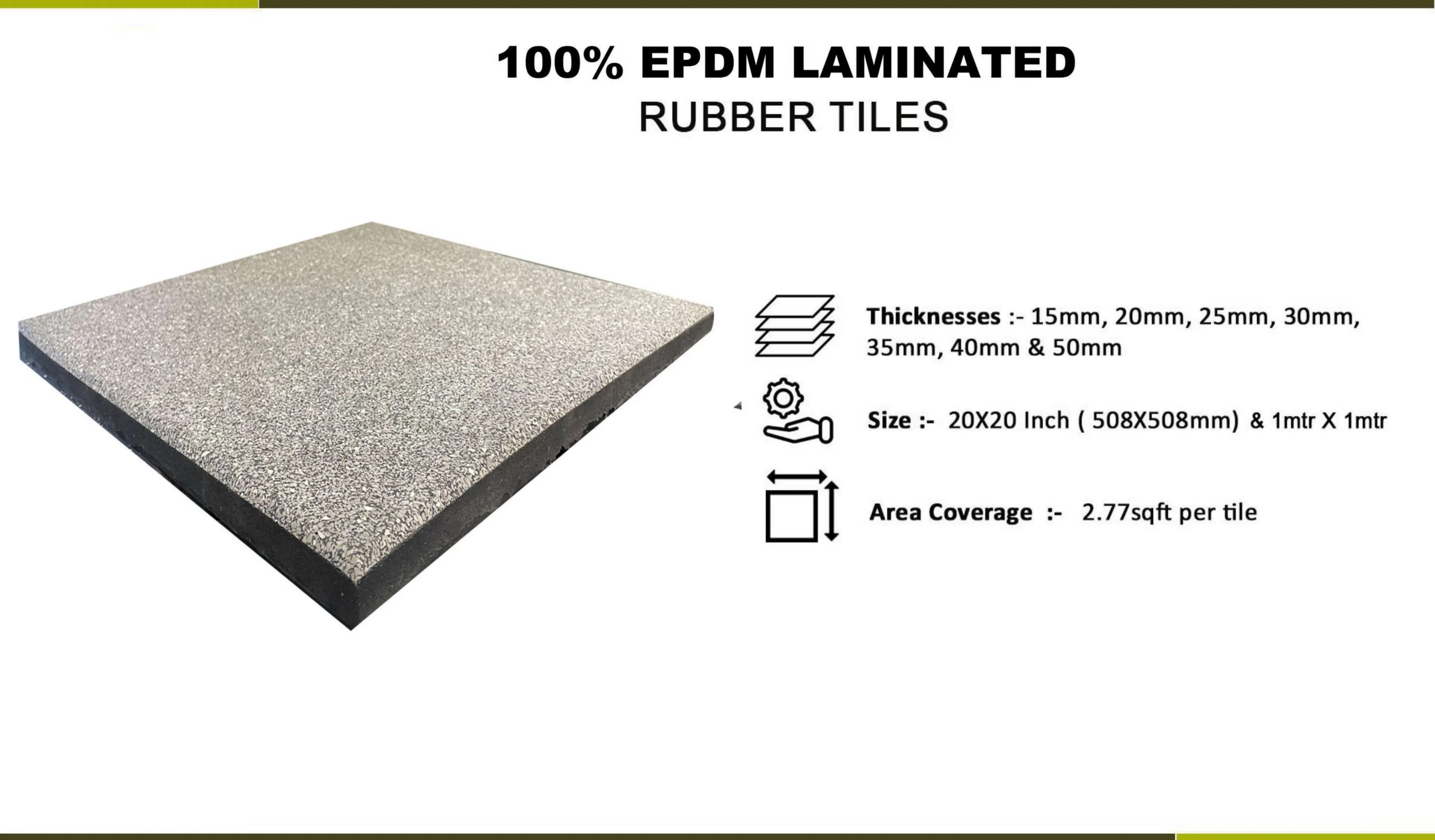 15mm-50mm 100% EPDM Laminated Rubber Gym Tiles – Durable Flooring