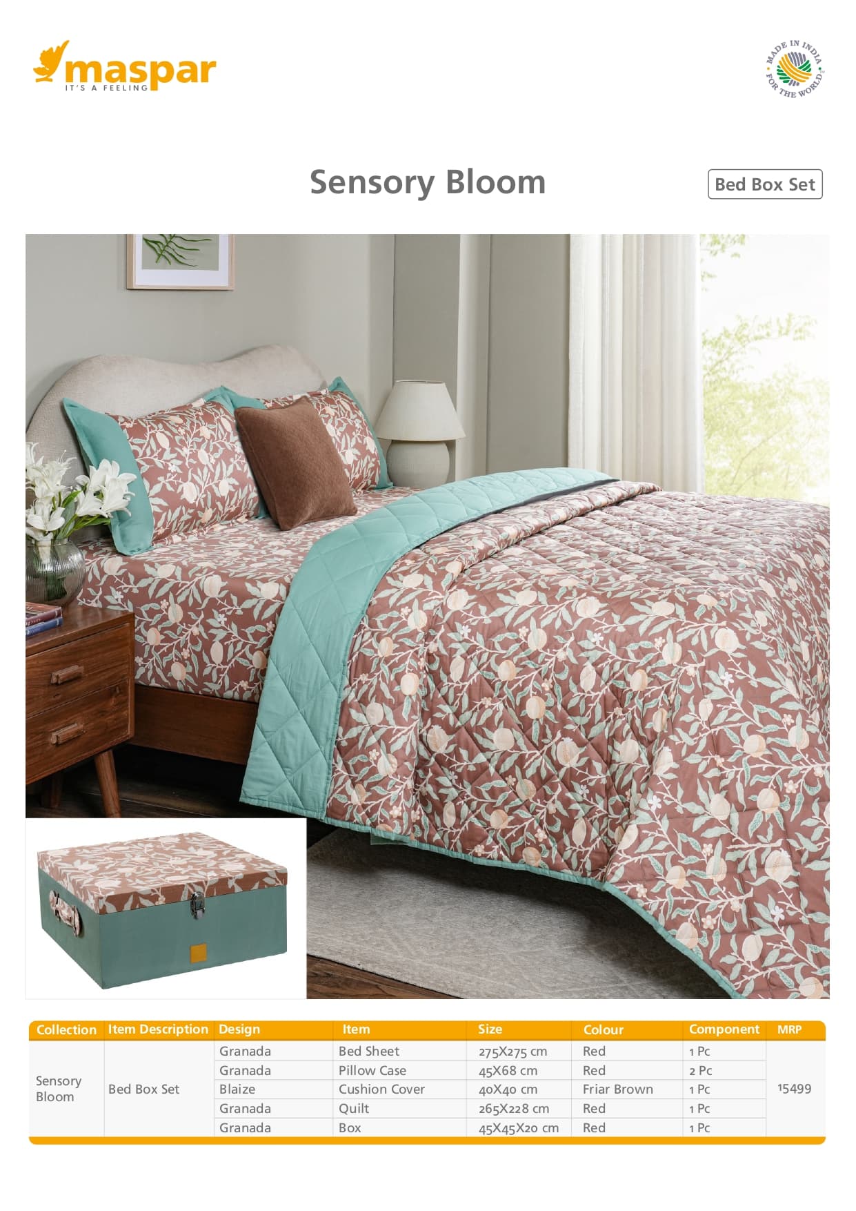 Granada Bed Box Set - Red & Friar Brown