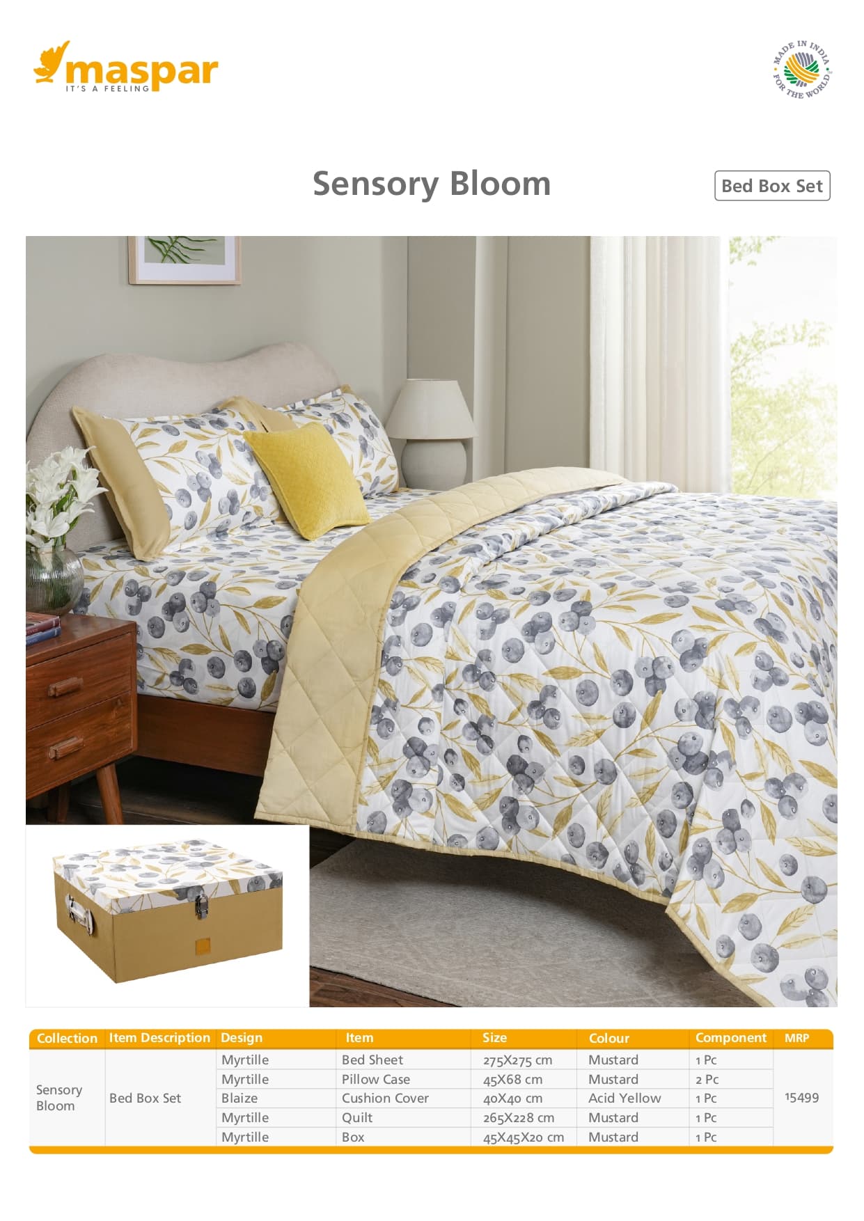 Myrtille Bed Box Set - Mustard & Acid Yellow
