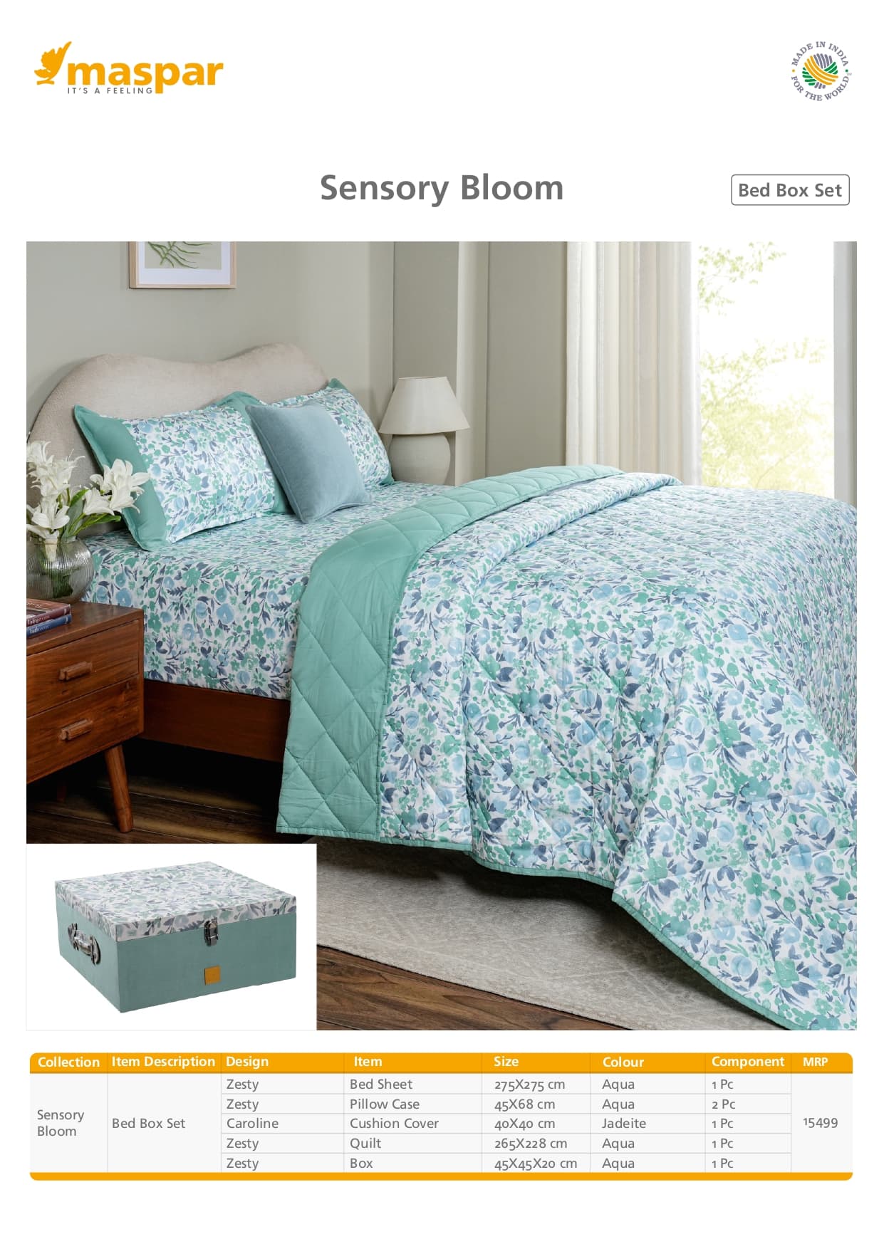 Zesty Bed Box Set - Aqua & Jadeite