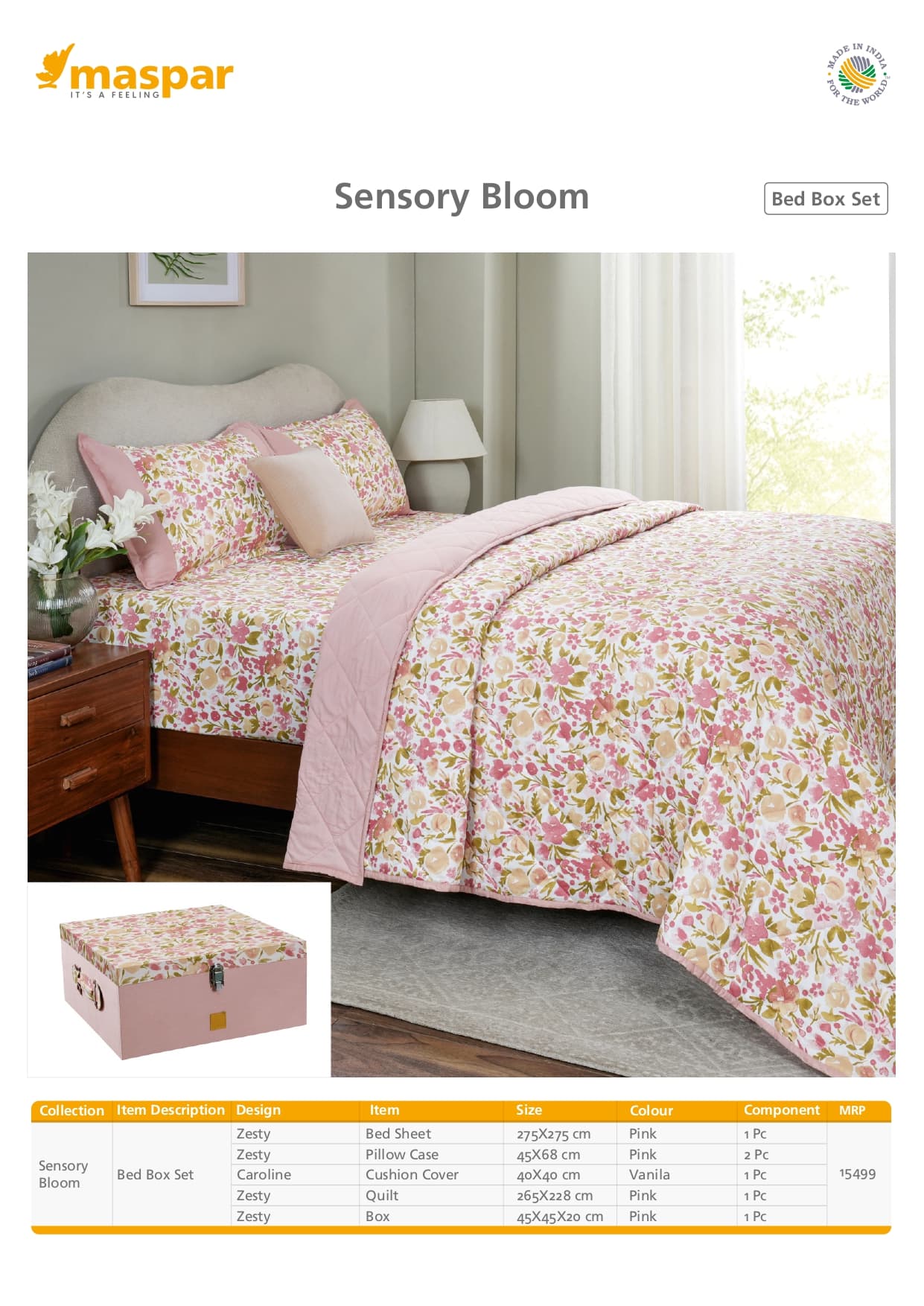Zesty Bed Box Set - Pink & Vanila