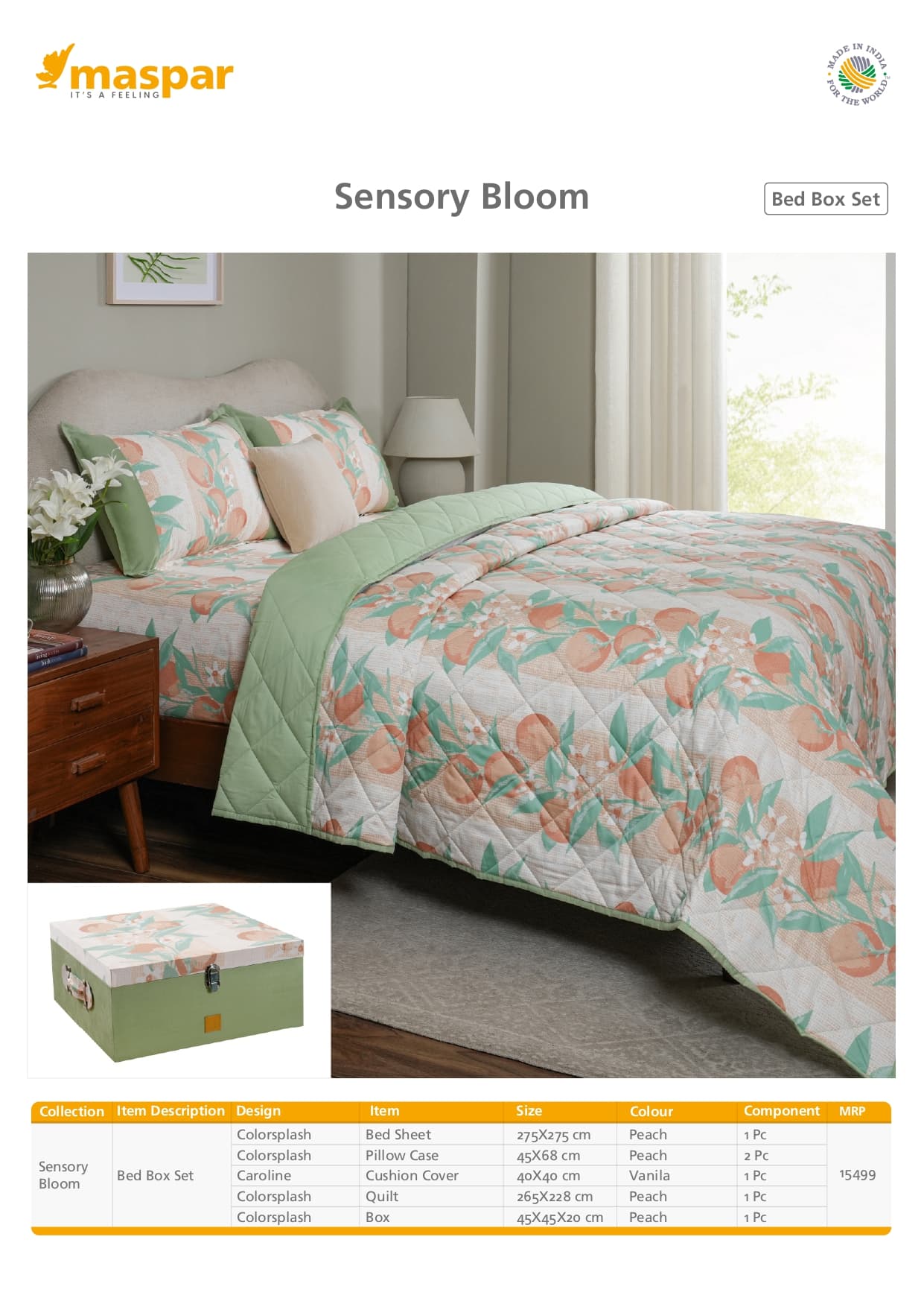 Colorsplash Bed Box Set - Peach & Vanila