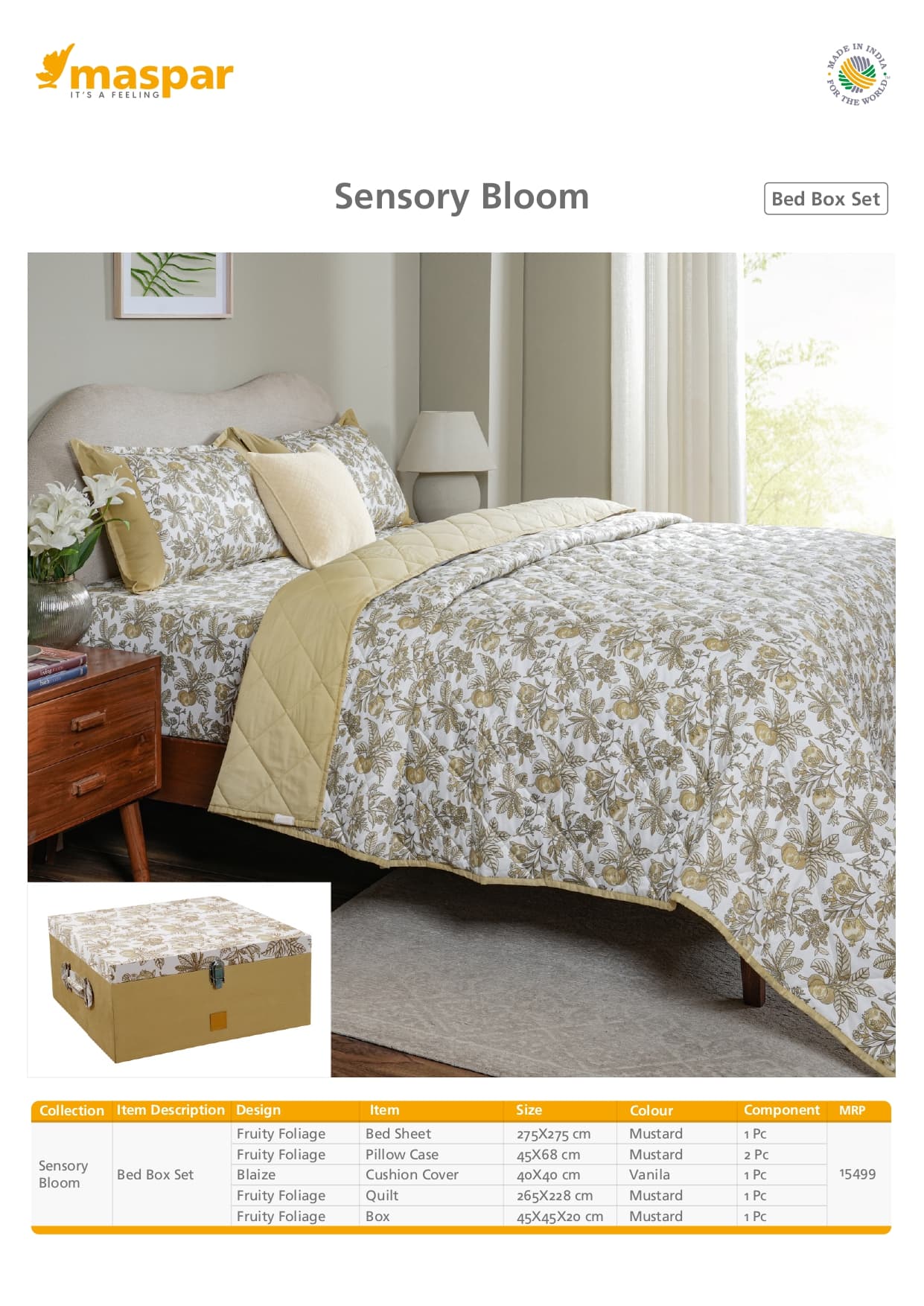 Fruity Foliage Bed Box Set - Mustard & Vanila