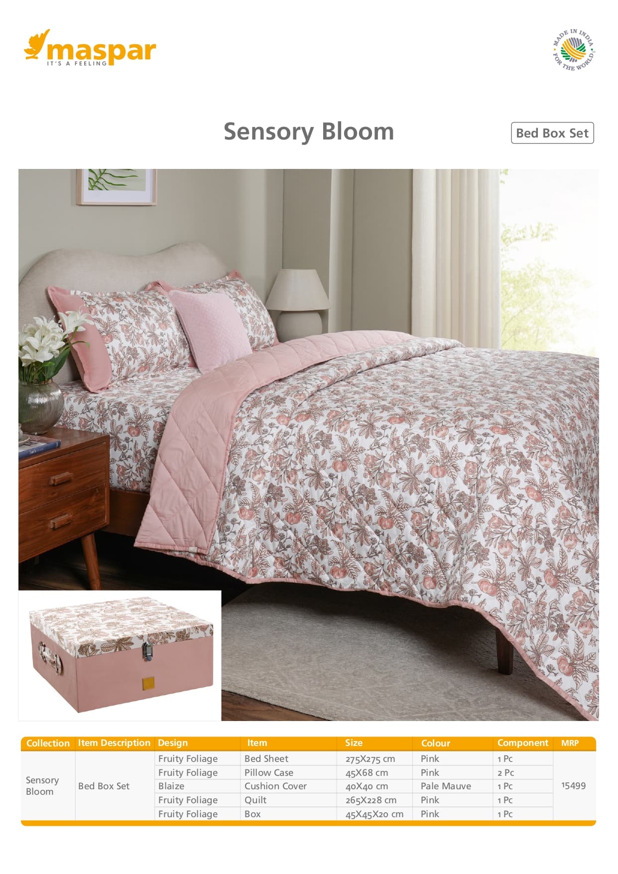 Fruity Foliage Bed Box Set - Pink & Pale Mauve