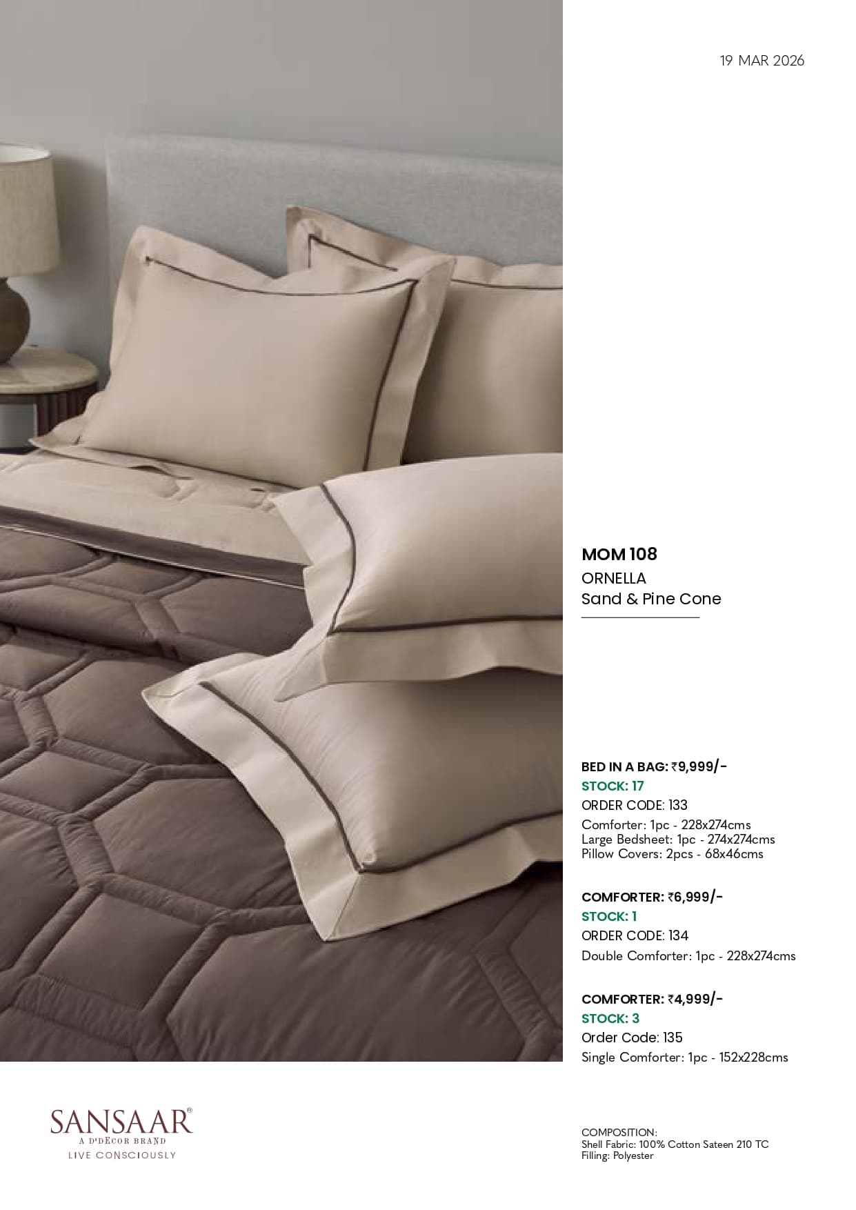MOM 108 ORNELLA Sand & Pine Cone