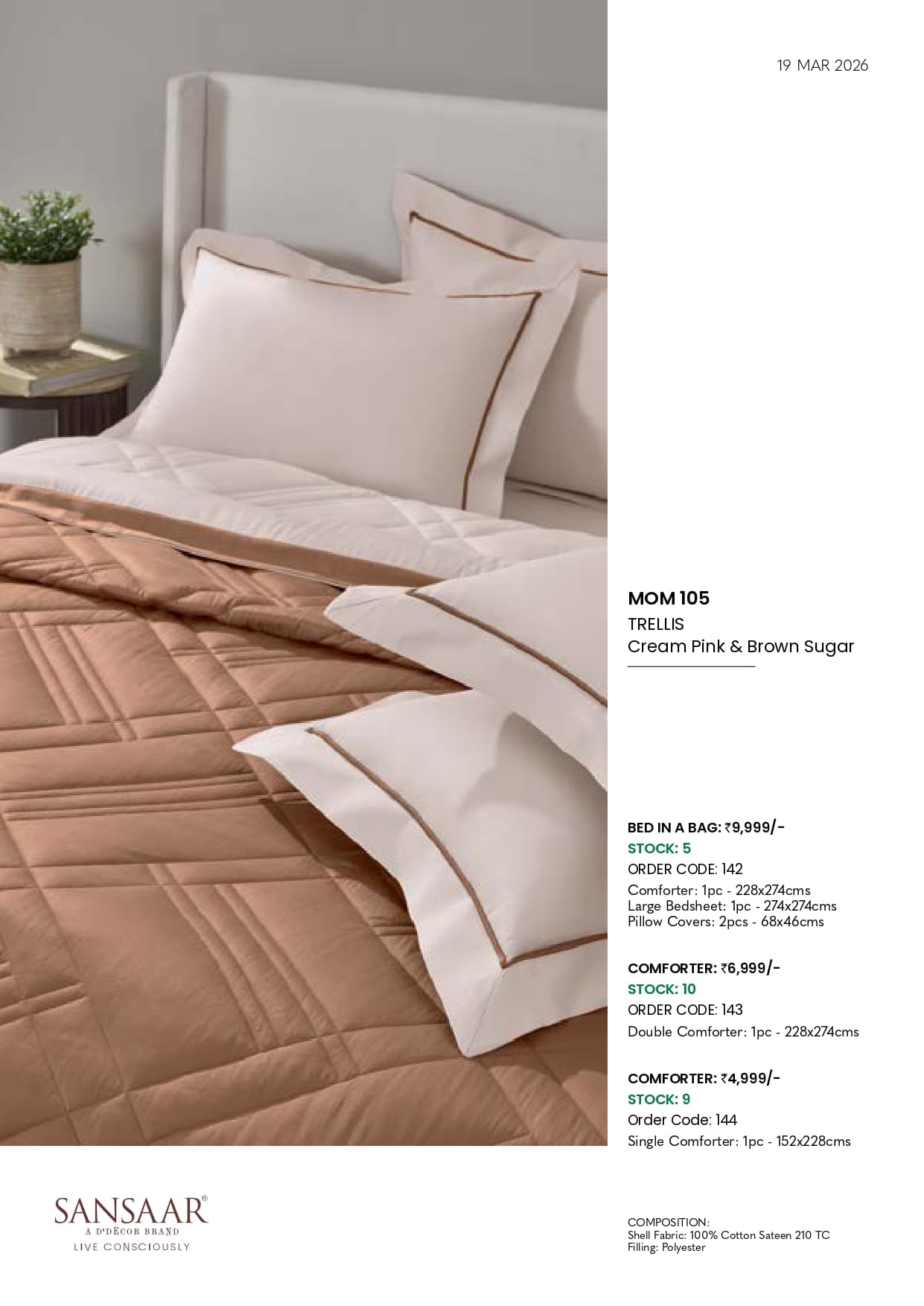MOM 105 TRELLIS Cream Pink & Brown Sugar