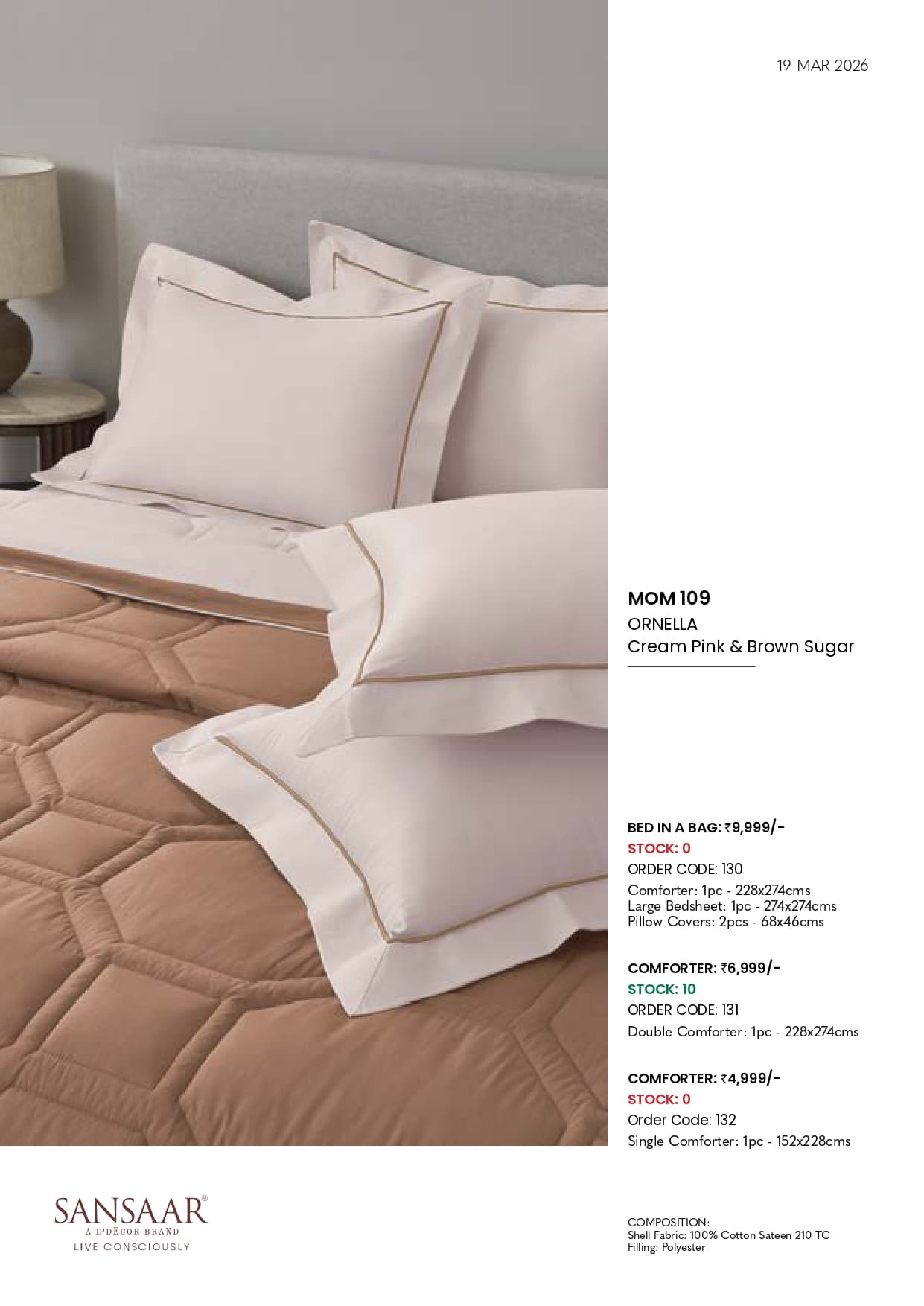 MOM 109 ORNELLA Cream Pink & Brown Sugar