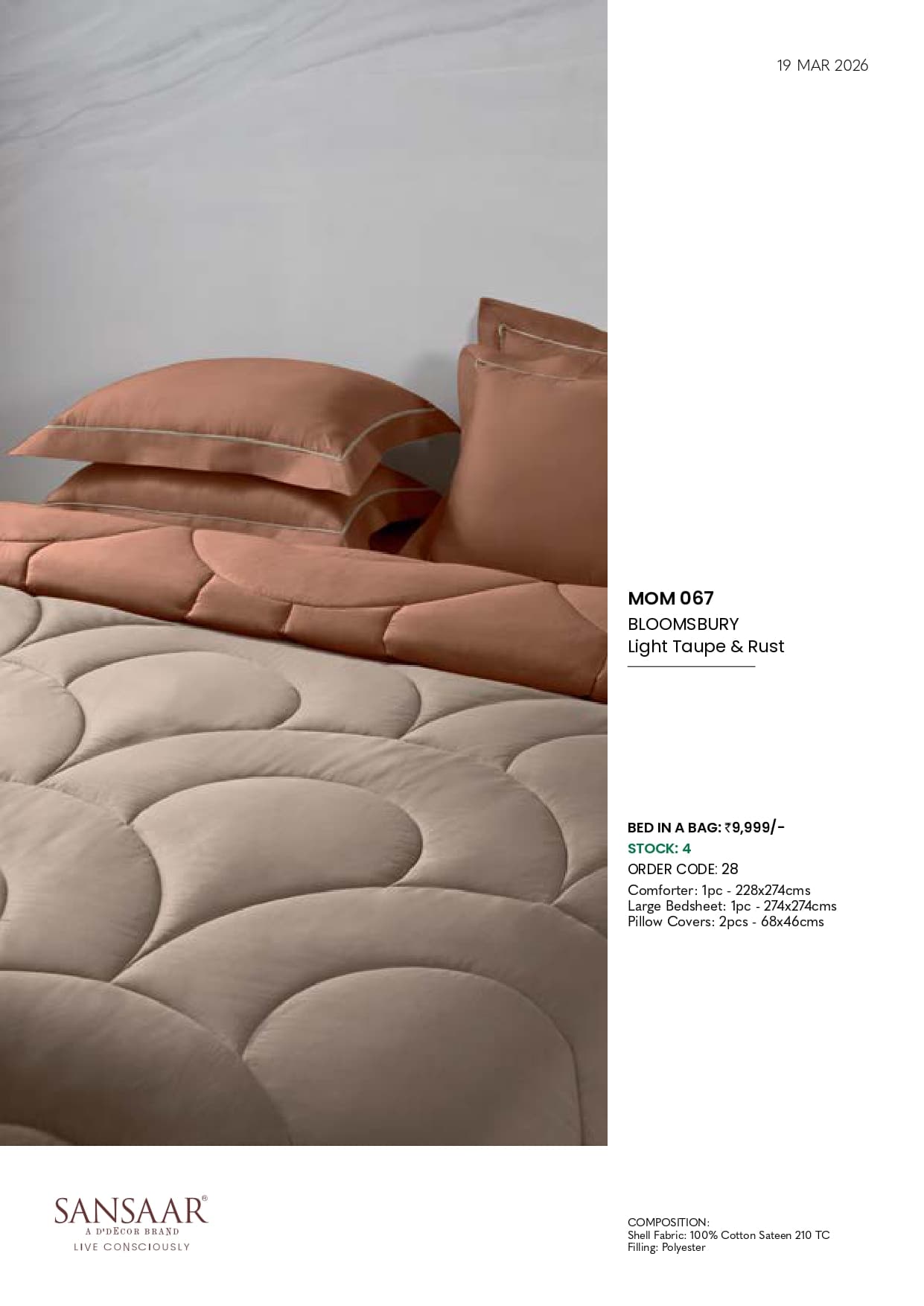MOM 067 BLOOMSBURY Light Taupe & Rust