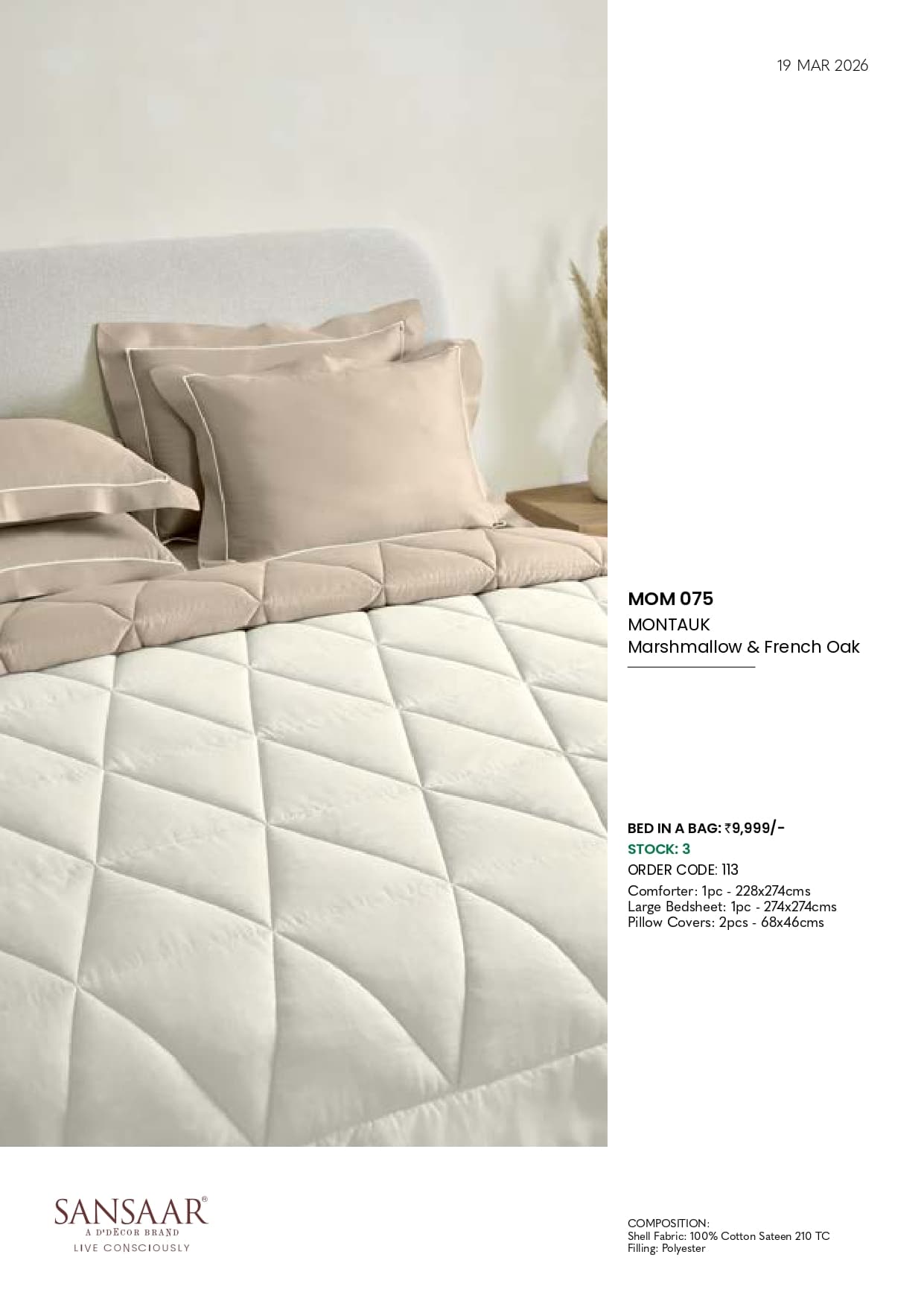 MOM 075 MONTAUK Marshmallow & French Oak