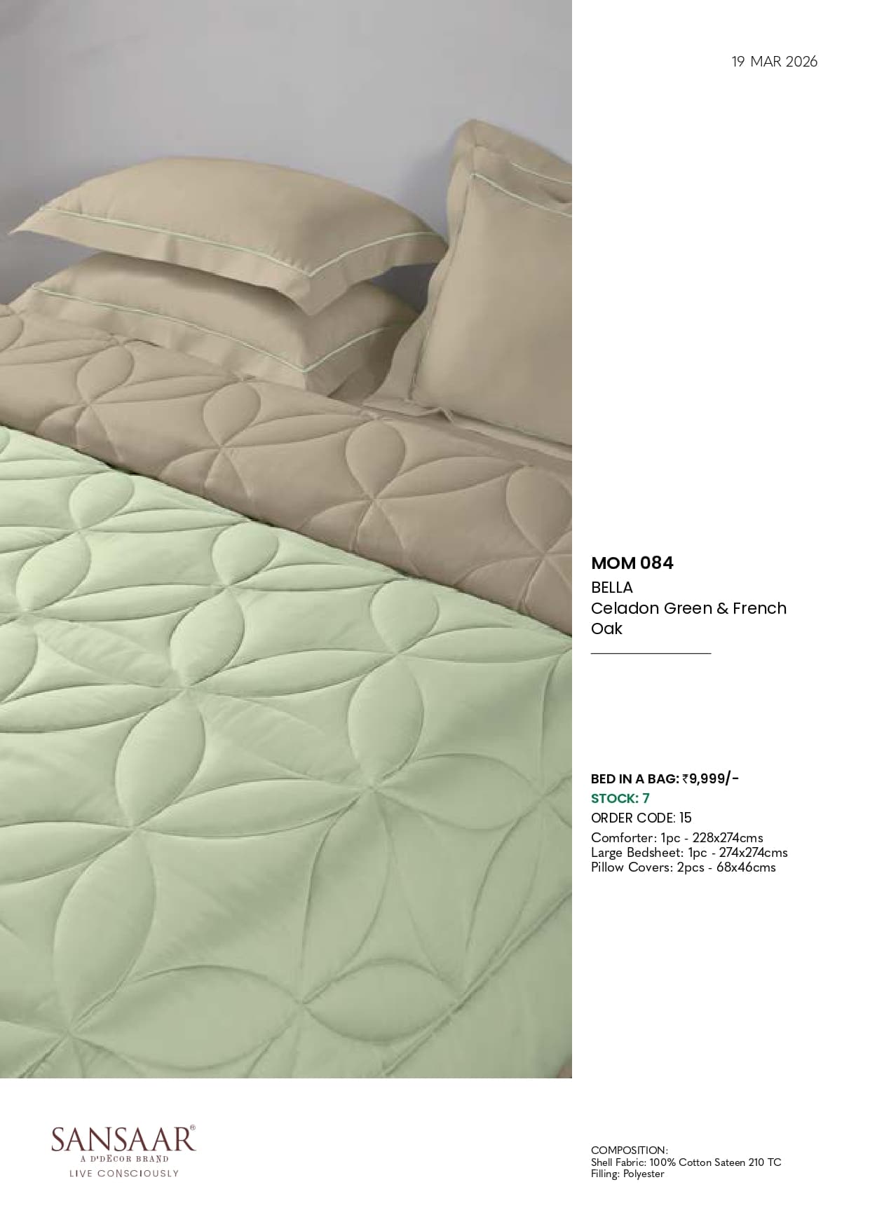 MOM 084 BELLA Celadon Green & French Oak