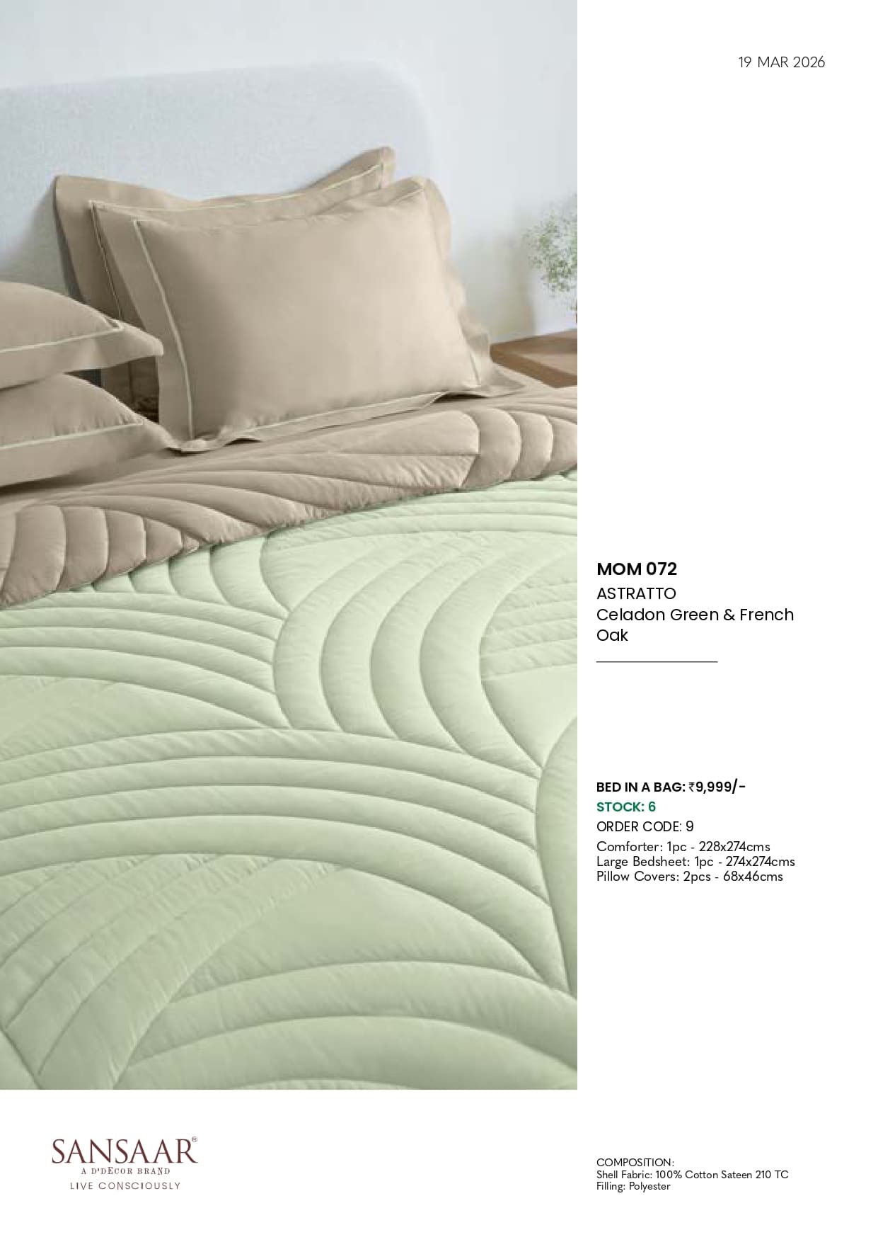 MOM 072 ASTRATTO Celadon Green & French Oak