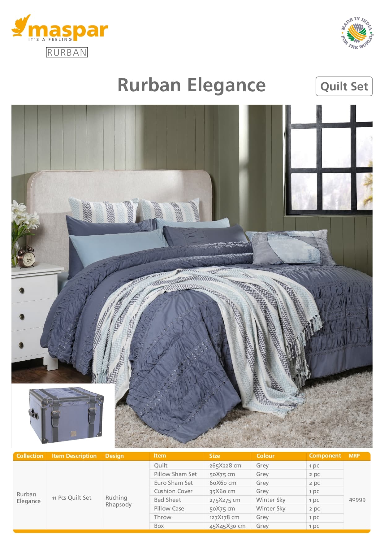 Ruching Rhapsody - 11 Pcs Quilt Set