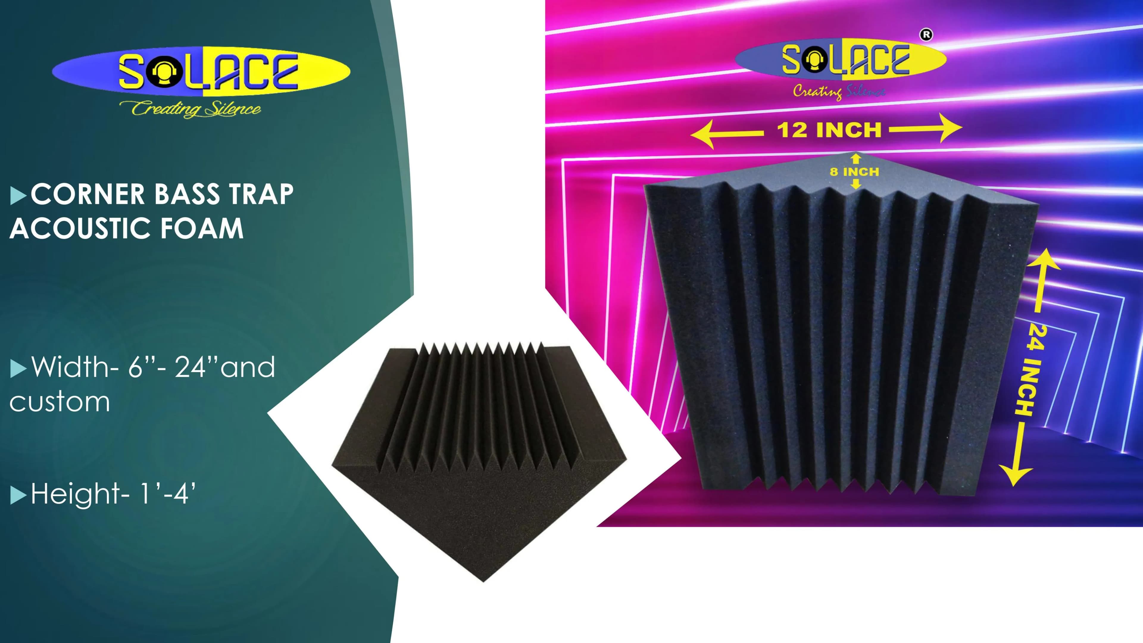 Corner Bass Trap Acoustic Foam | Noise Reduction for Studios