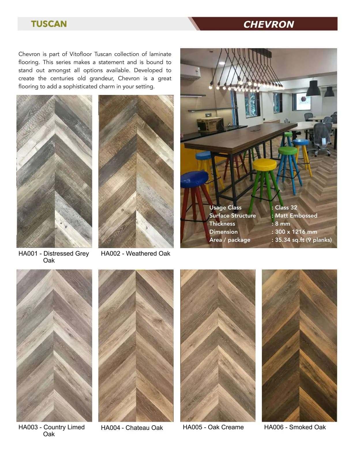 HA002 - Weathered Oak -Vito 8mm Herringbone Laminate Flooring – Durable & Stylish