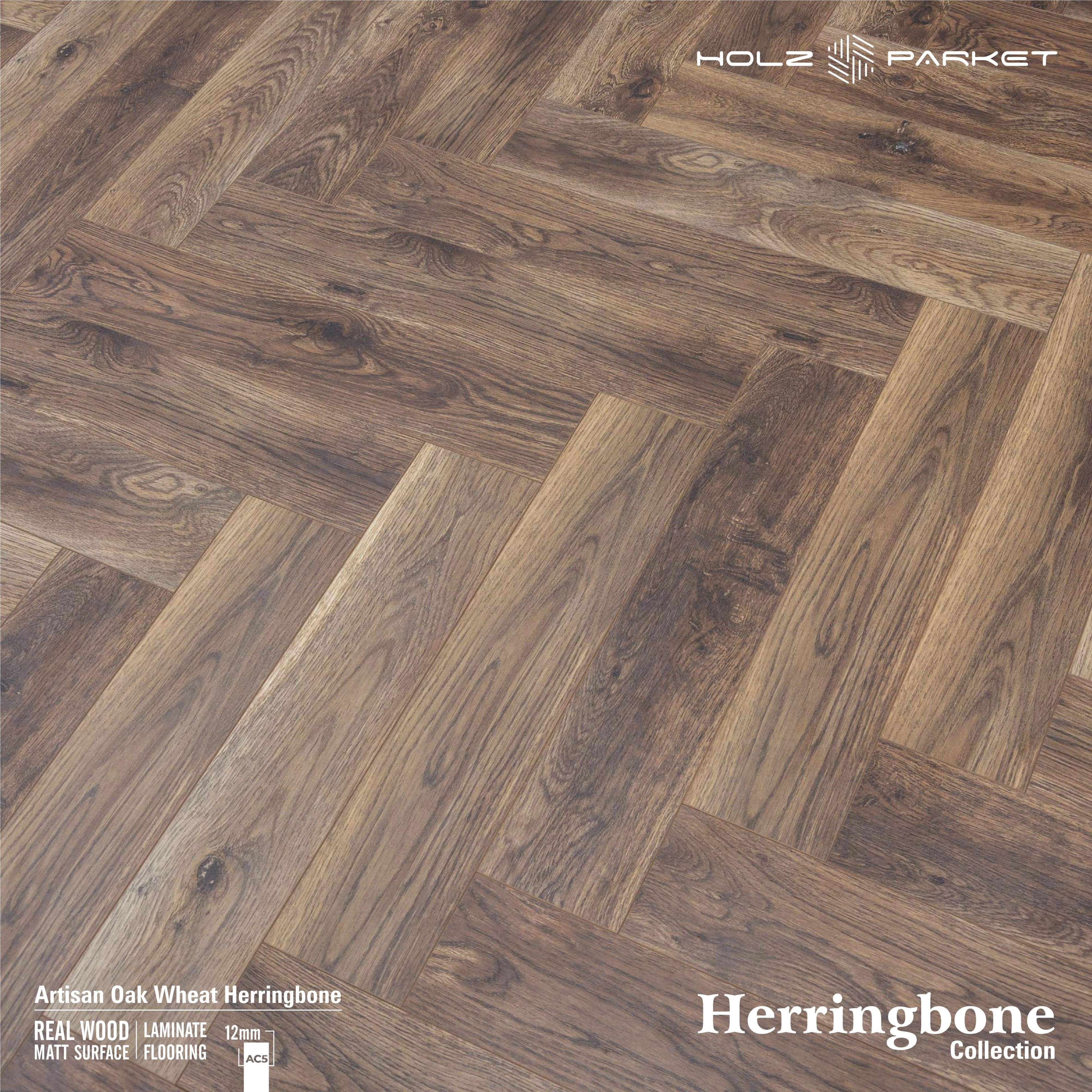 Artisan Oak Wheat Herringbone 12mm Lamiwood Laminate Flooring