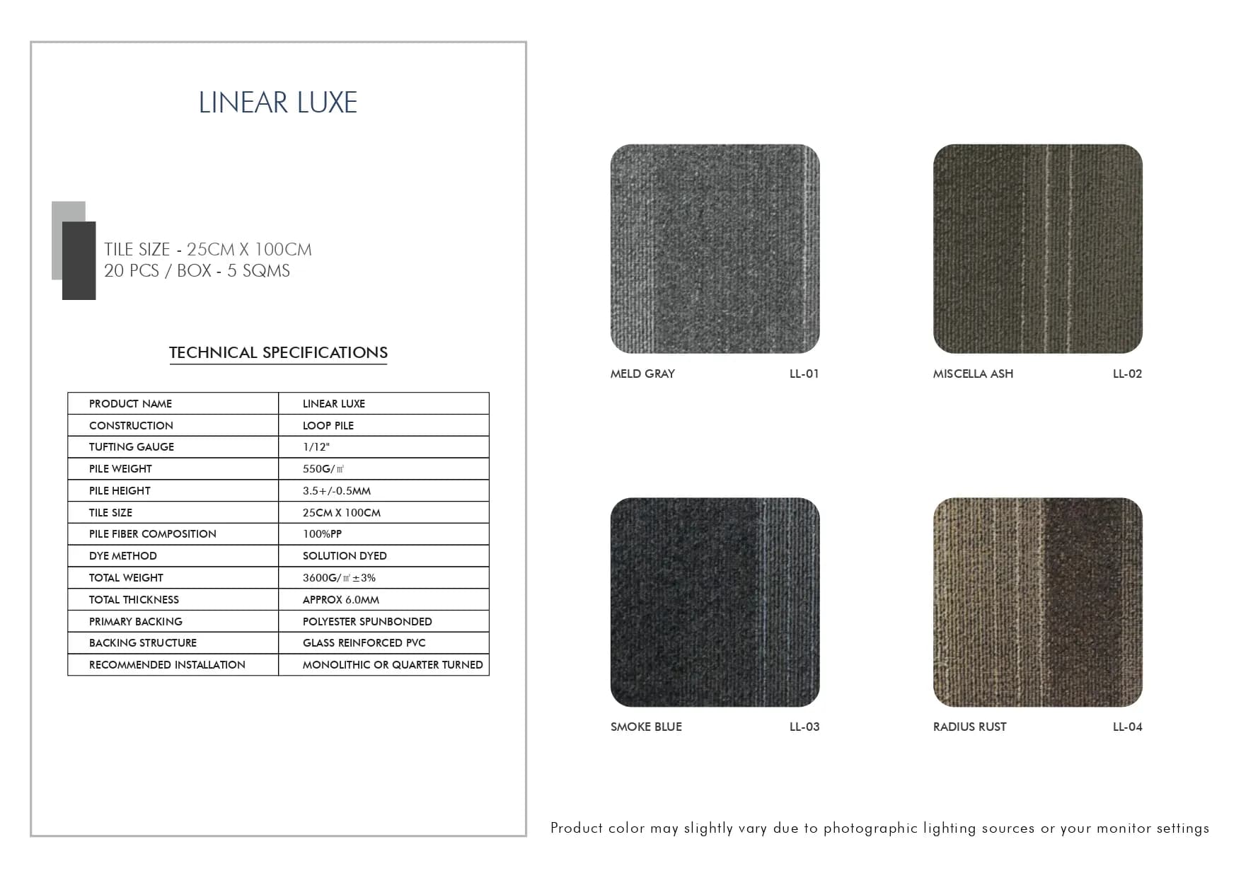 Linear Luxe Excel Prime Carpet Tile - Stylish Flooring