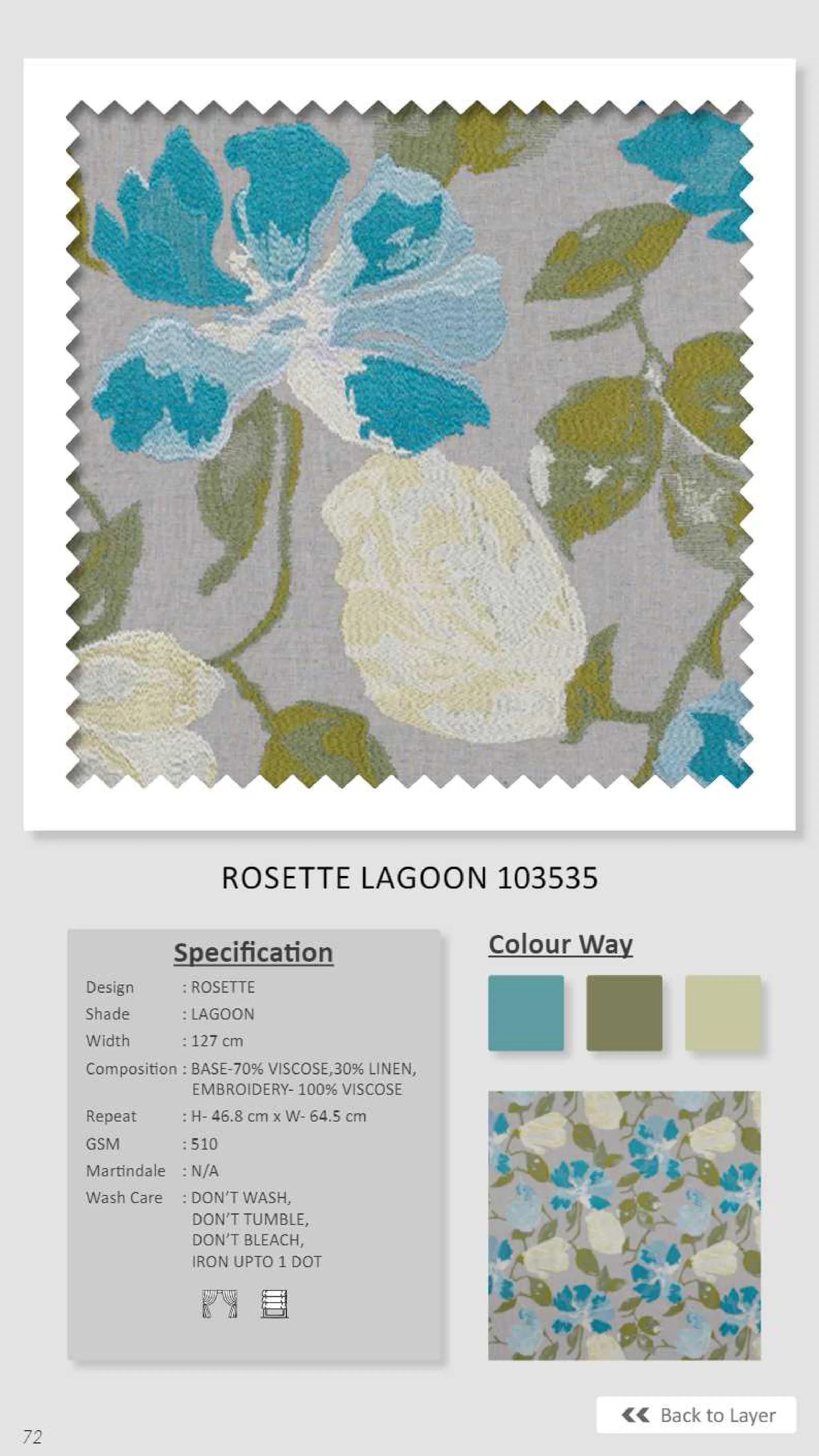 Dale Rosette Lagoon 103535 Linen Fabric