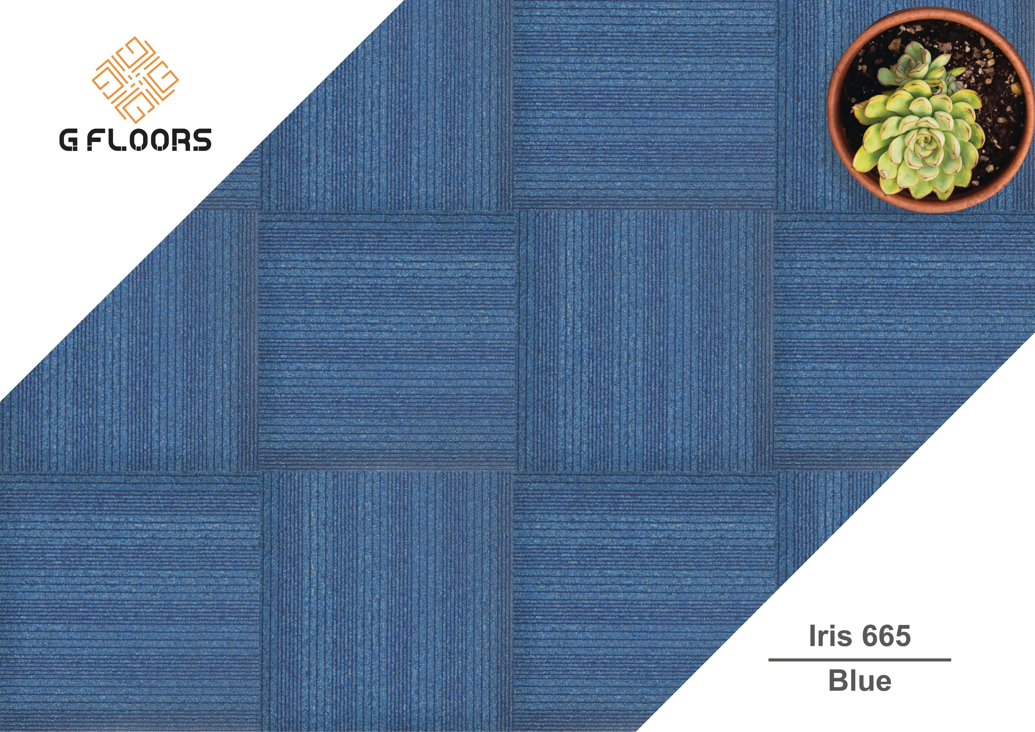 Iris Carpet Tile 665-Blue - Durable & Stylish Flooring