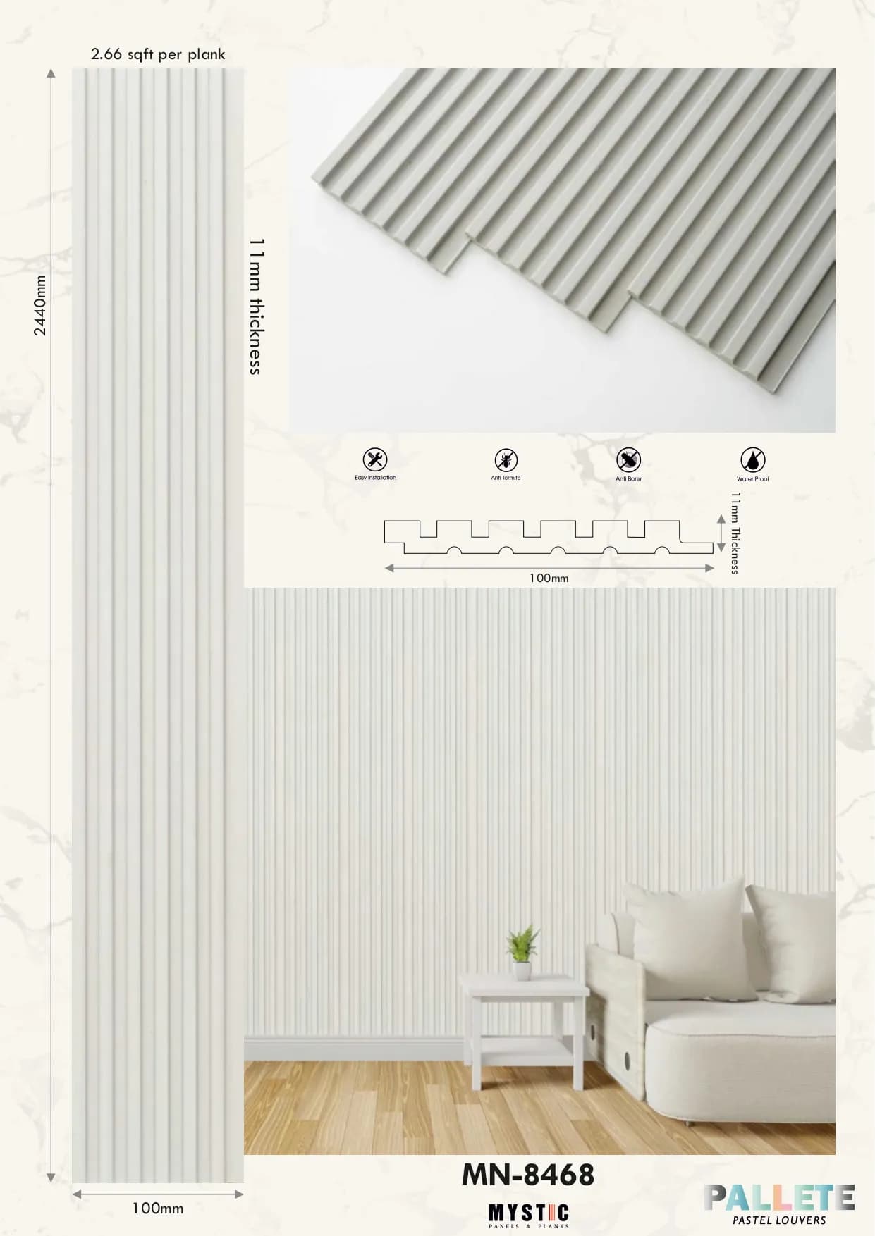MN-8468 Charcoal Wall Louver Palette | Efficient Ventilation Solution