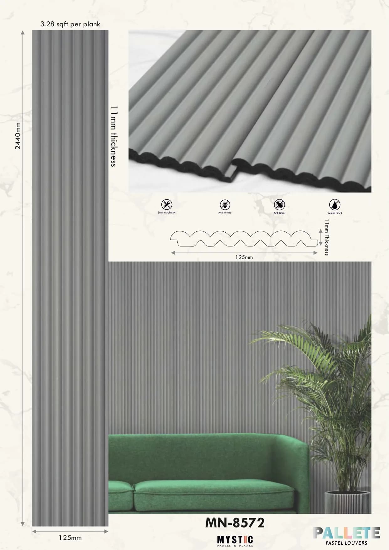 MN-8572 Charcoal Wall Louver Palette