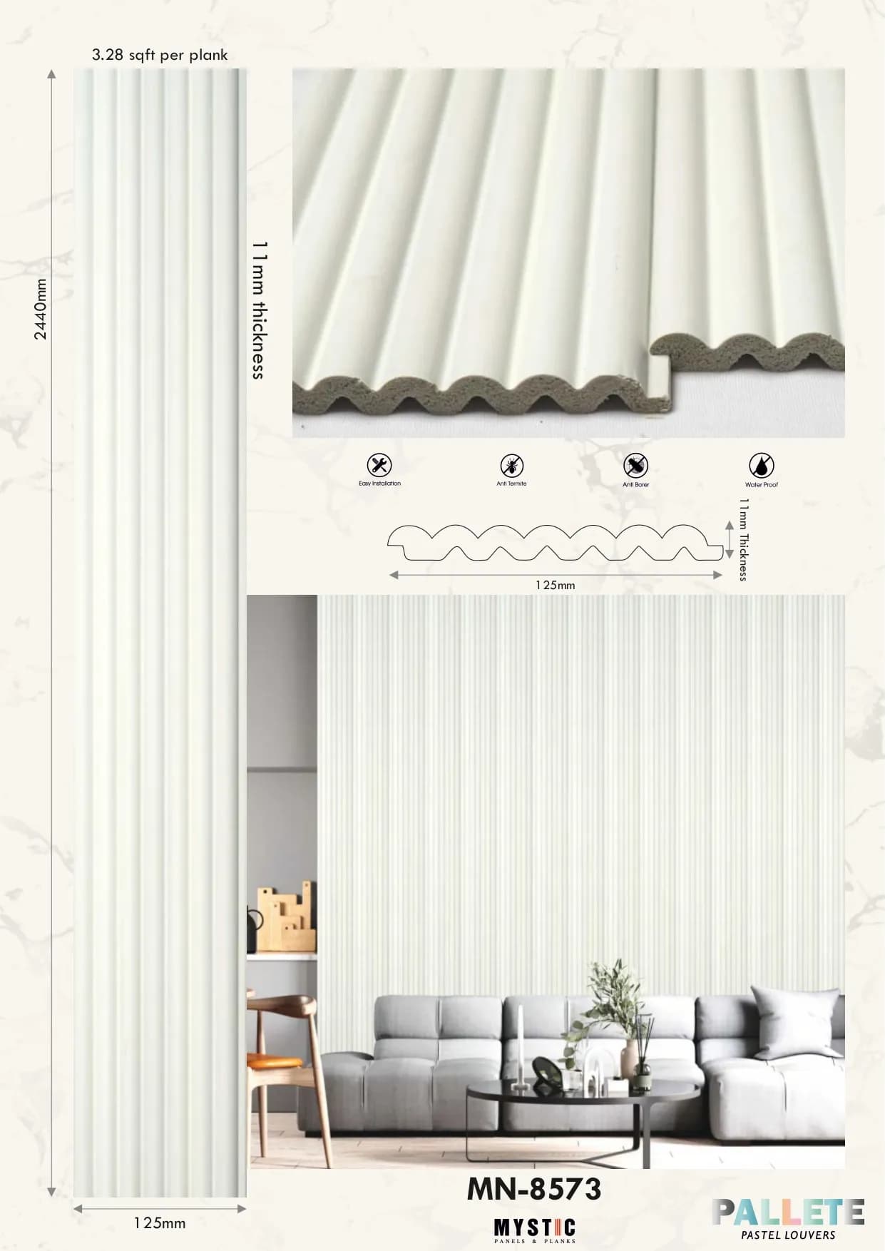 MN-8573 Charcoal Wall Louver Palette - Enhance Your Space