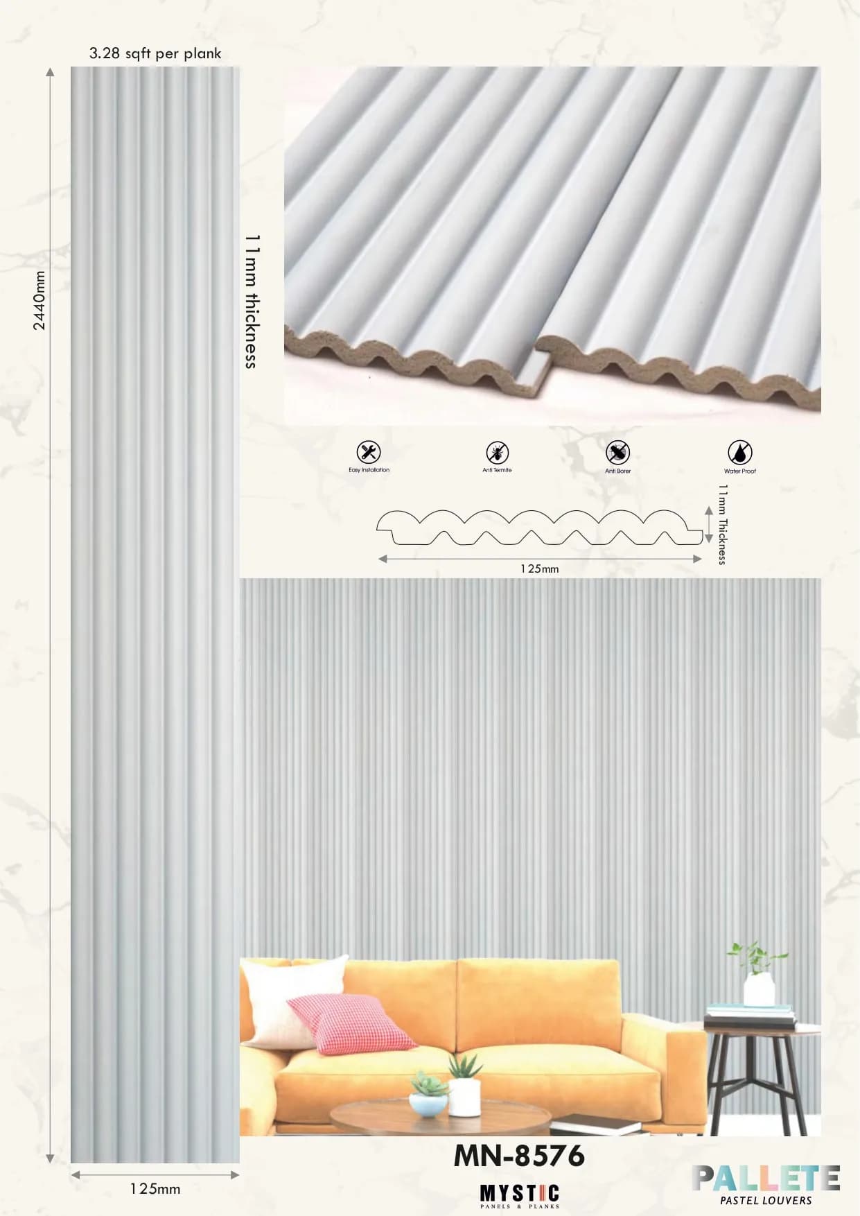 MN-8576 Charcoal Wall Louver Palette - Premium Quality