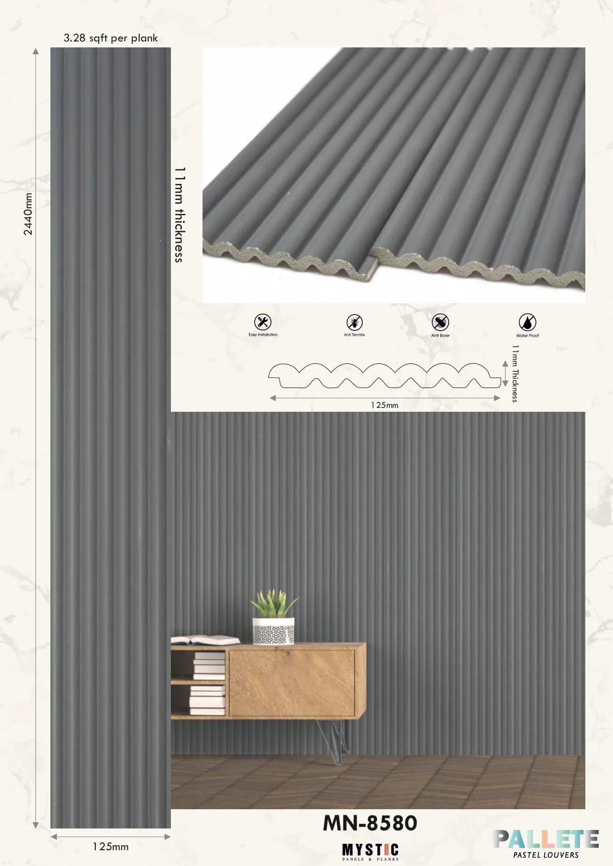 MN-8580 Palette Charcoal Wall Louver