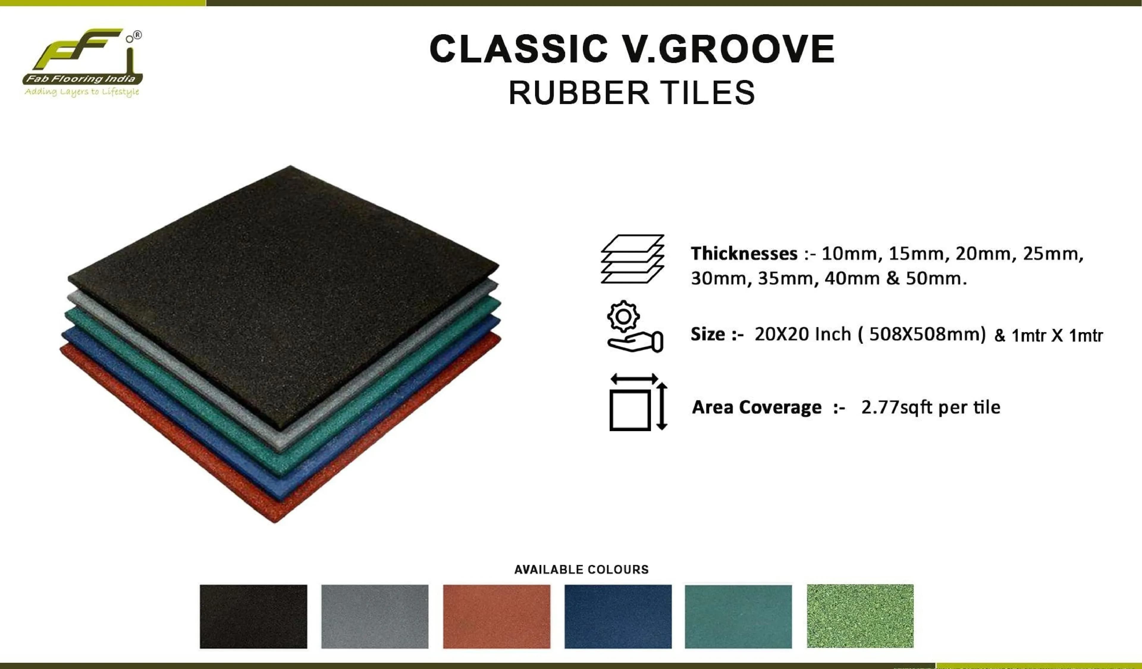 50mm Classic V Groove Rubber Gym Tiles