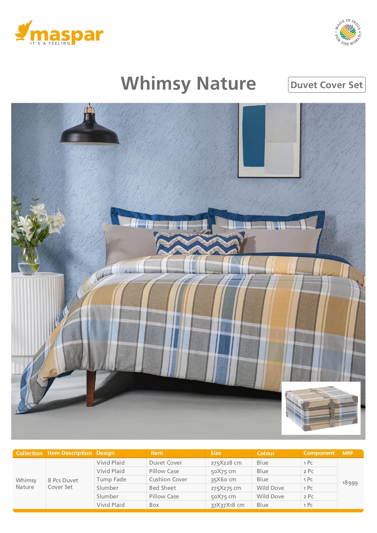 Blue Vivid Plaid - 8 Pcs Duvet Cover Set