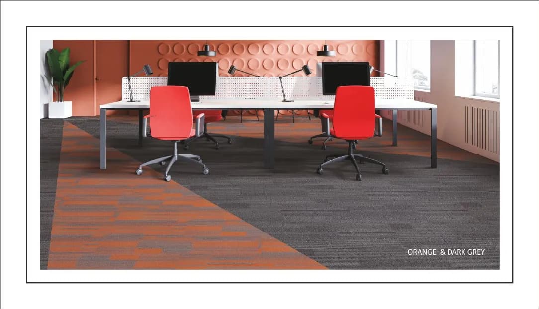 Orange & Dark Grey Excel Cloud Carpet Tile - Excel Import