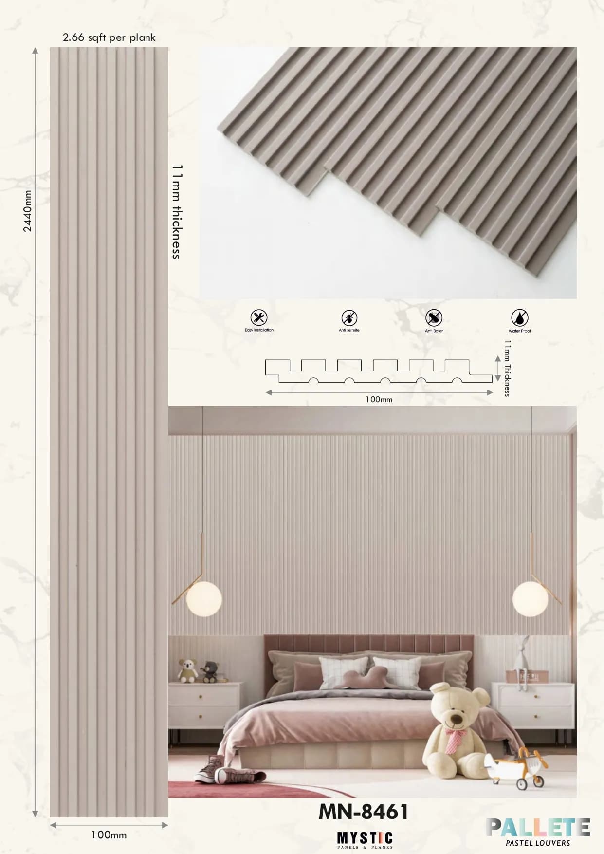 MN-8461 Palette Charcoal Wall Louver - Efficient Ventilation Solution