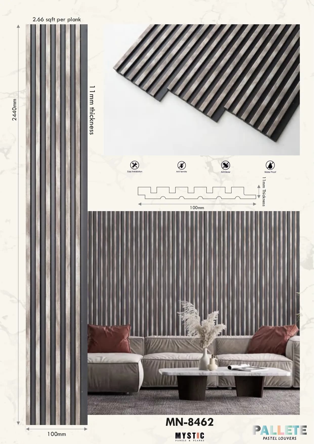 MN-8462 Charcoal Wall Louver Palette | Efficient Louver Design