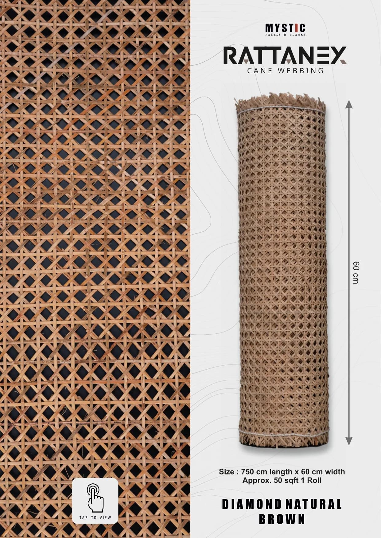 Handcrafted Rattan Cane Wall Paneling - Natural Home Decor
